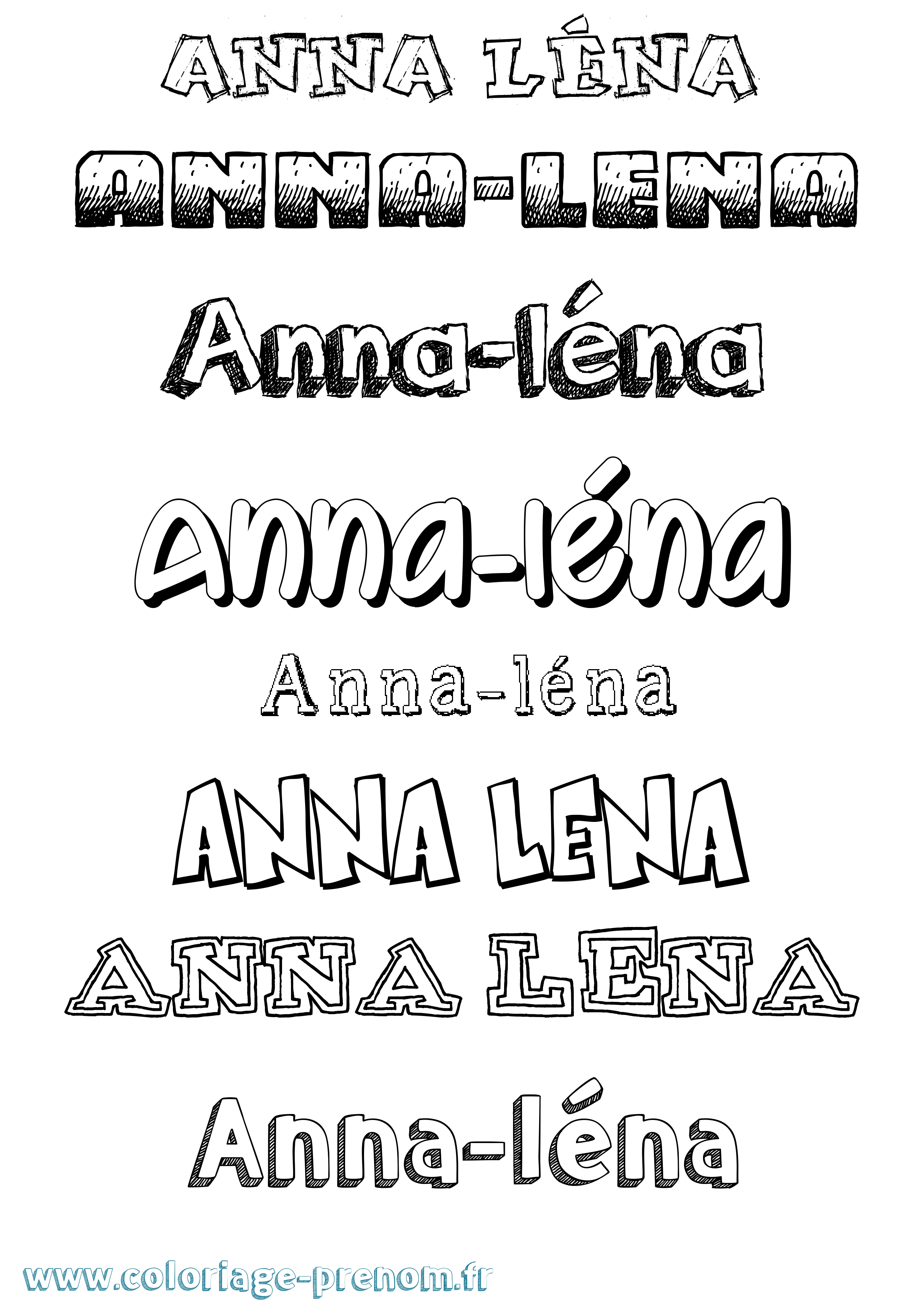 Coloriage Anna-Léna Dessiné Coloriage prénom Anna-Léna Dessiné