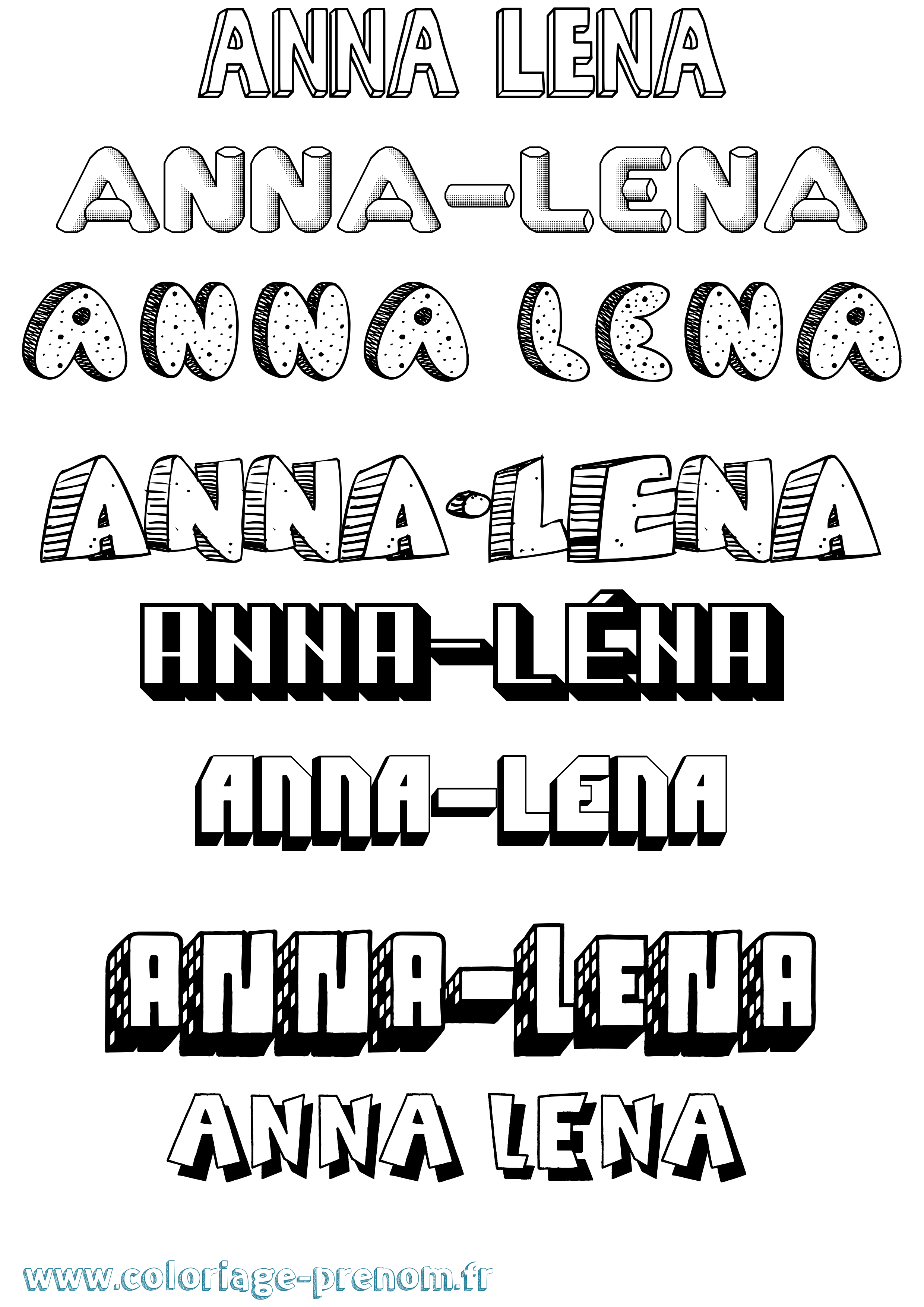 Coloriage Anna-Léna Effet 3D Coloriage prénom Anna-Léna Effet 3D