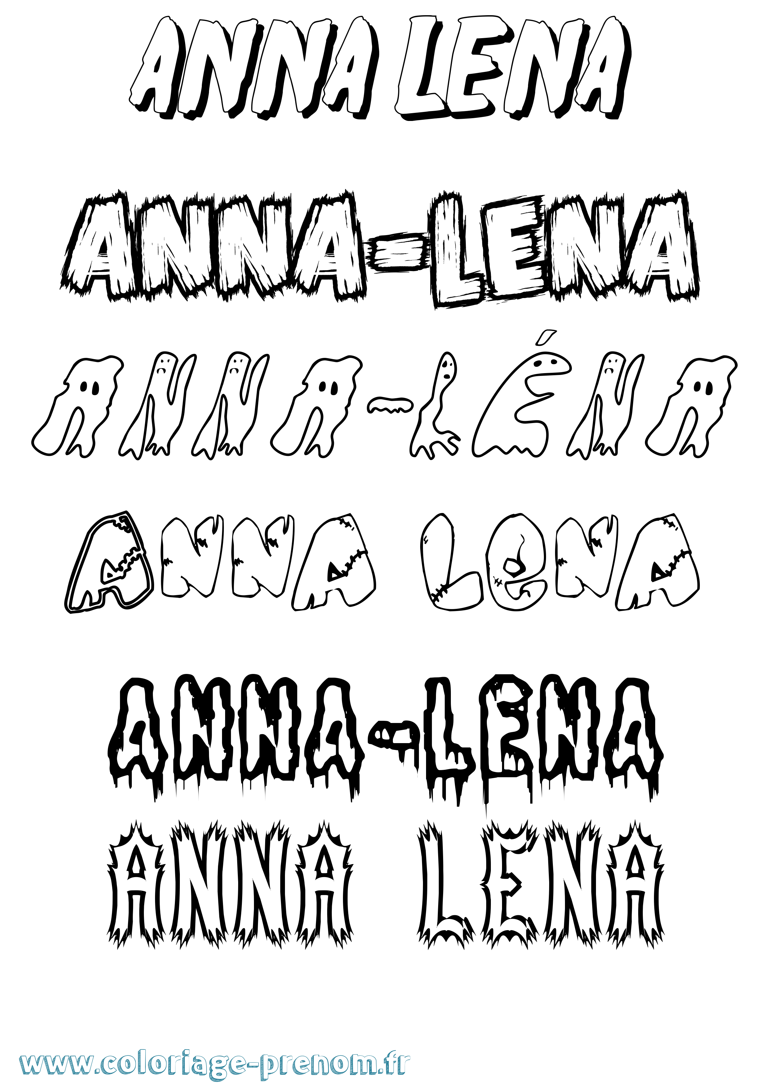 Coloriage Anna-Léna Frisson Coloriage prénom Anna-Léna Frisson