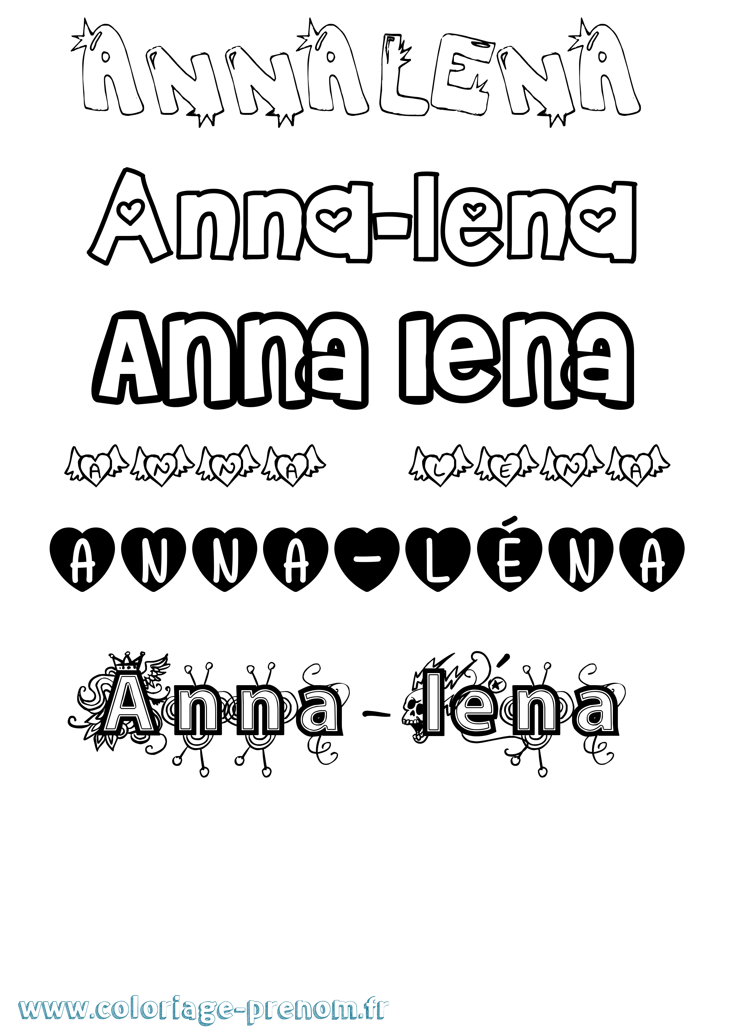 Coloriage Anna-Léna Girly Coloriage prénom Anna-Léna Girly
