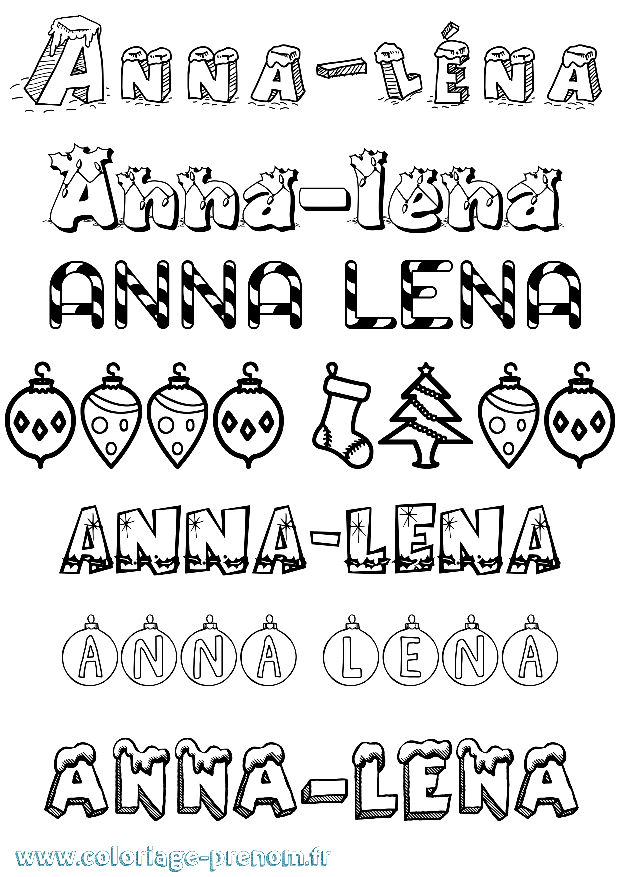 Coloriage Anna-Léna Noël Coloriage prénom Anna-Léna Noël