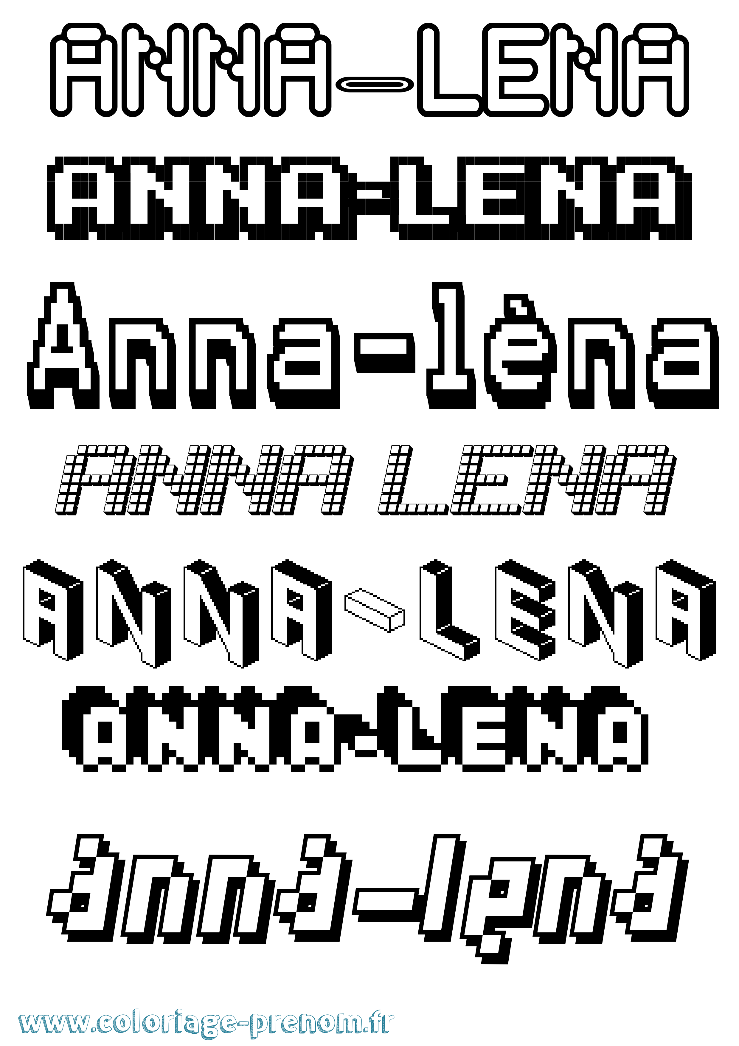 Coloriage Anna-Léna Pixel Coloriage prénom Anna-Léna Pixel