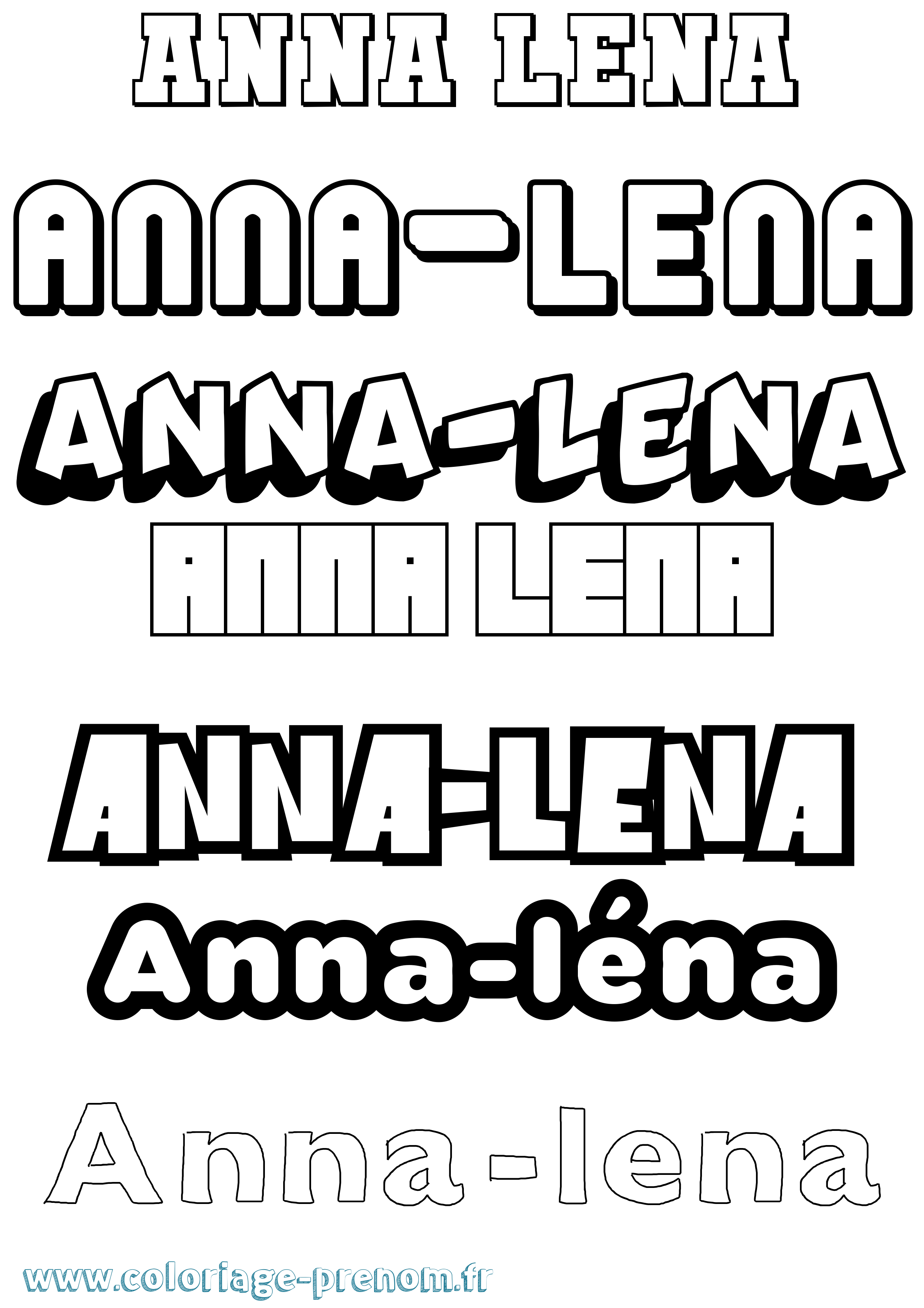 Coloriage Anna-Léna Simple Coloriage prénom Anna-Léna Simple