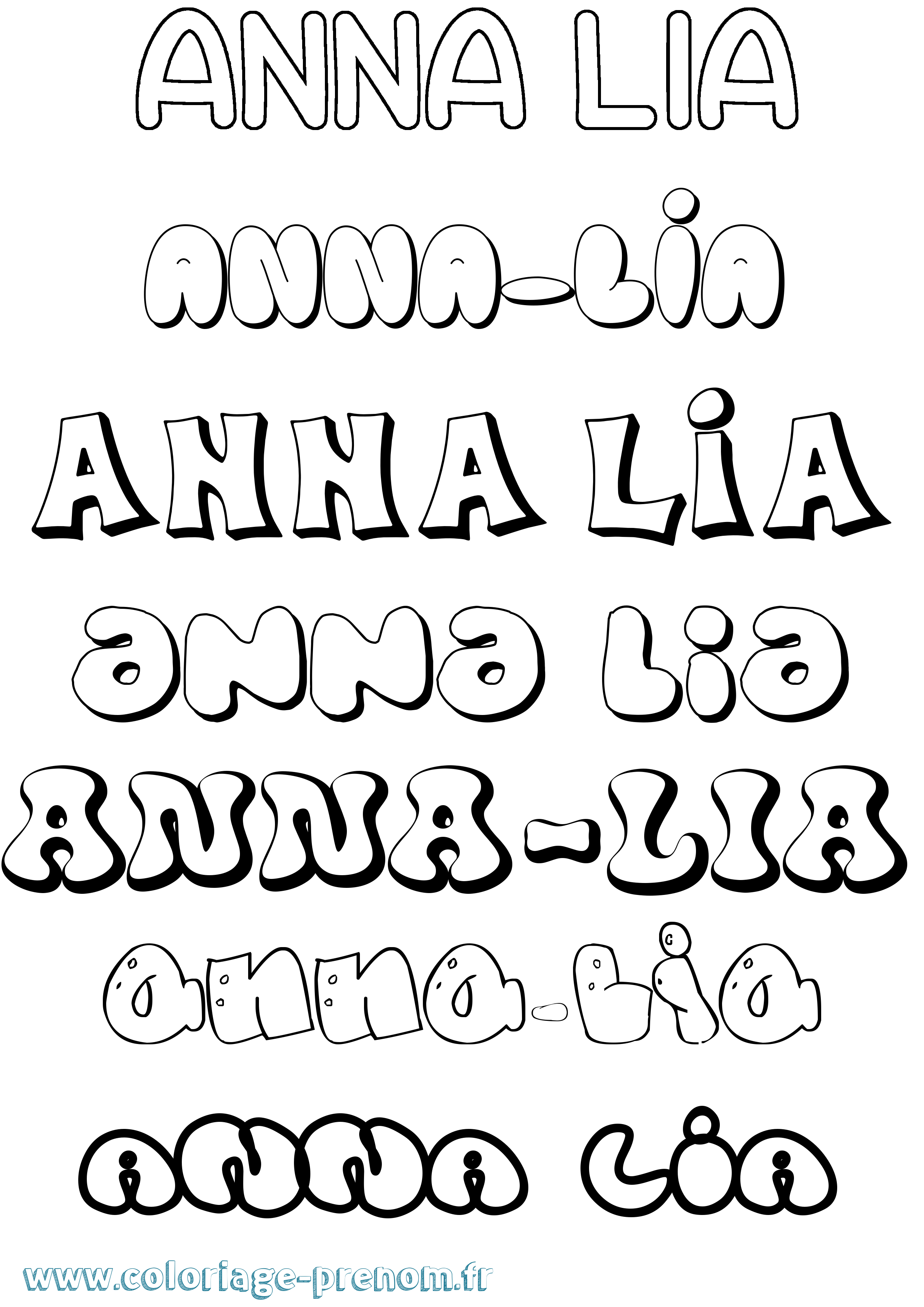 Coloriage Anna-Lia Bubble Coloriage prénom Anna-Lia Bubble