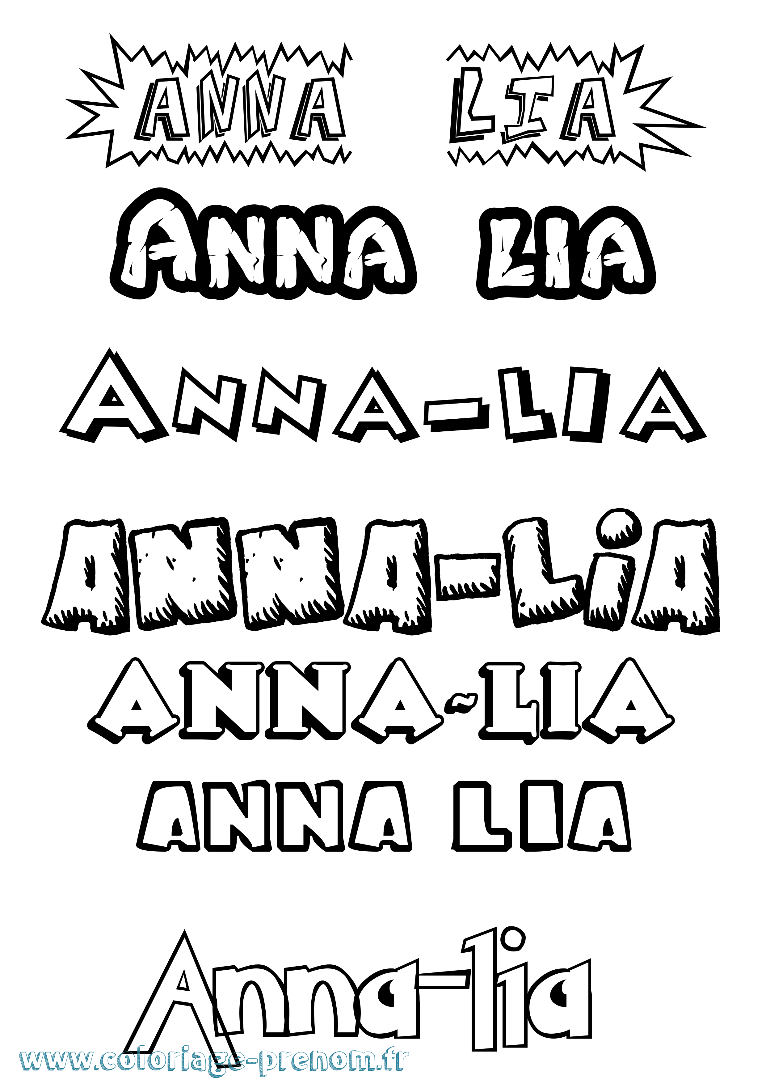 Coloriage Anna-Lia Dessin Animé Coloriage prénom Anna-Lia Dessin Animé