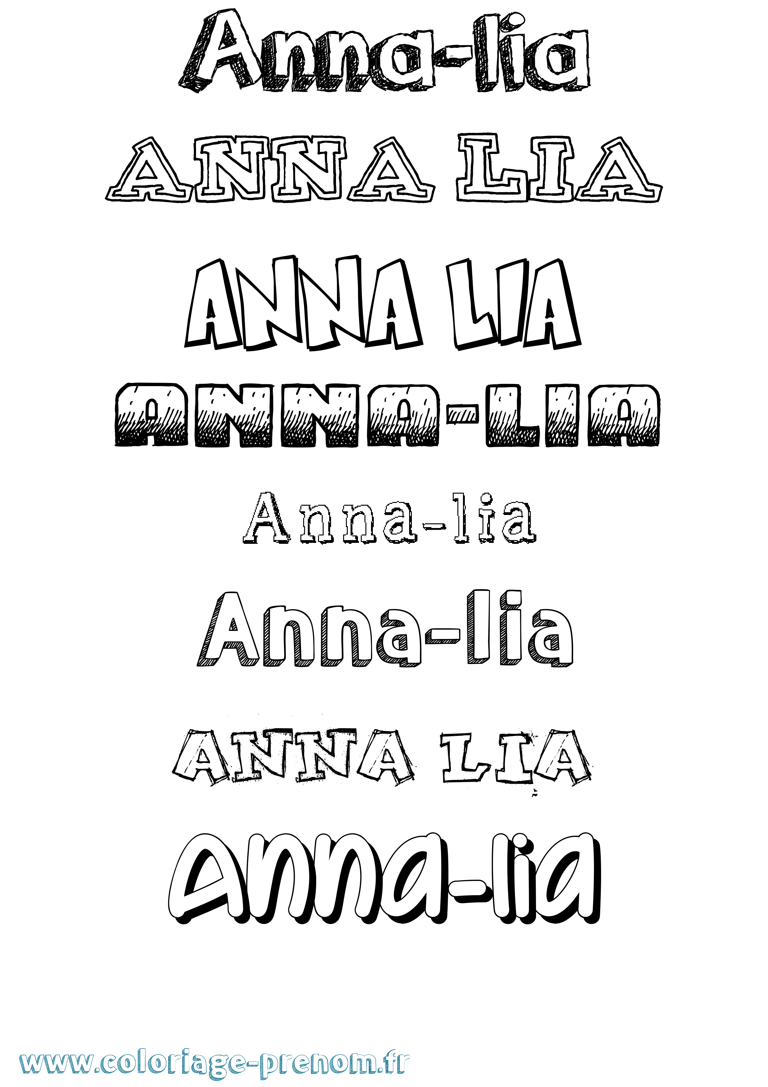 Coloriage Anna-Lia Dessiné Coloriage prénom Anna-Lia Dessiné