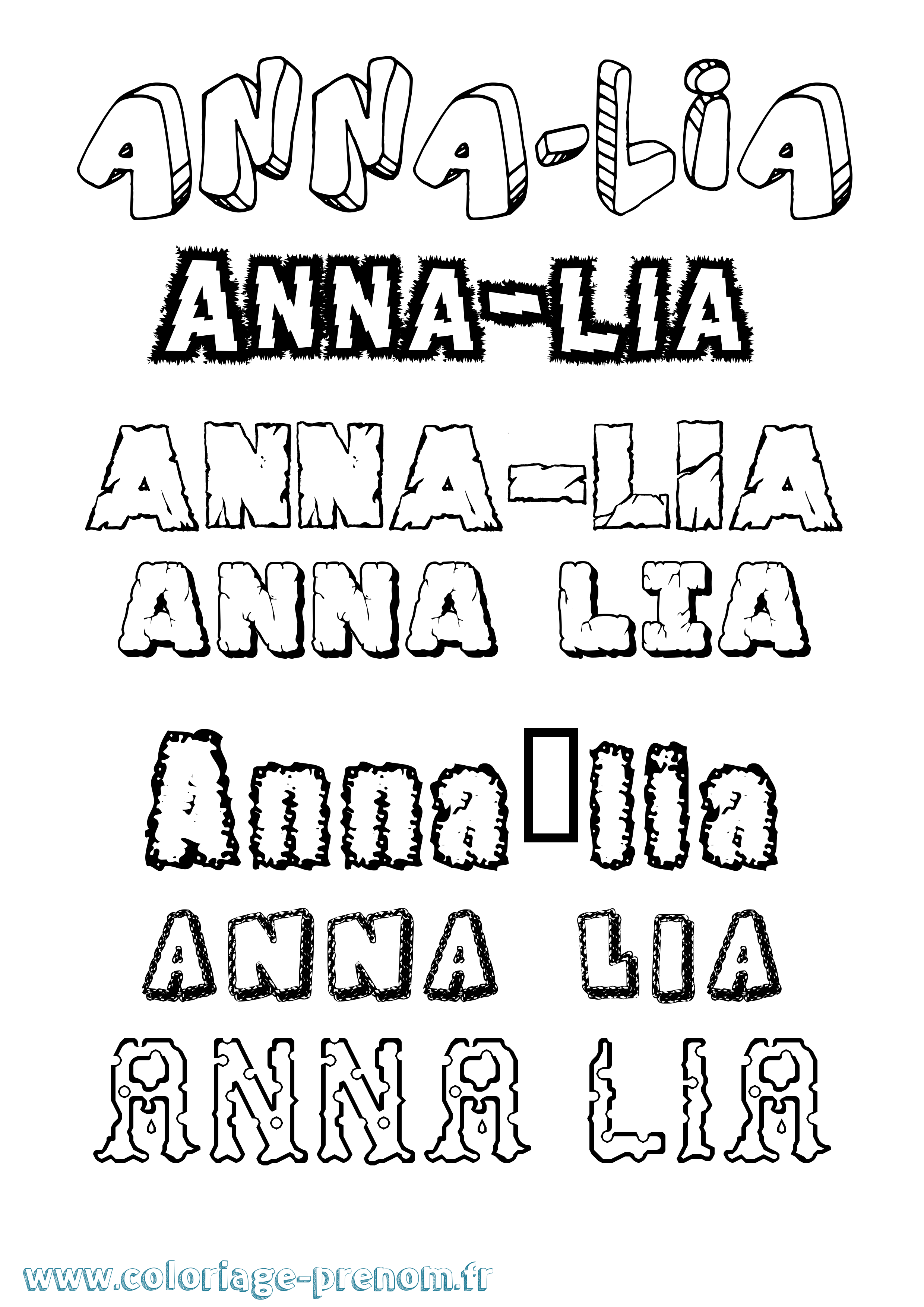 Coloriage Anna-Lia Destructuré Coloriage prénom Anna-Lia Destructuré