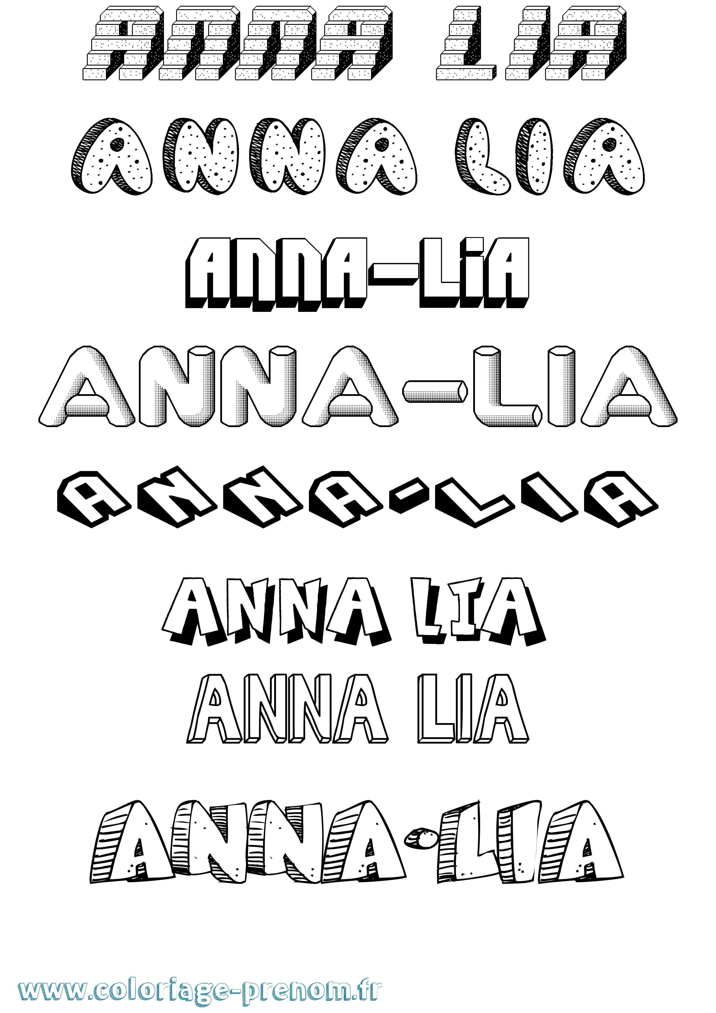 Coloriage Anna-Lia Effet 3D Coloriage prénom Anna-Lia Effet 3D