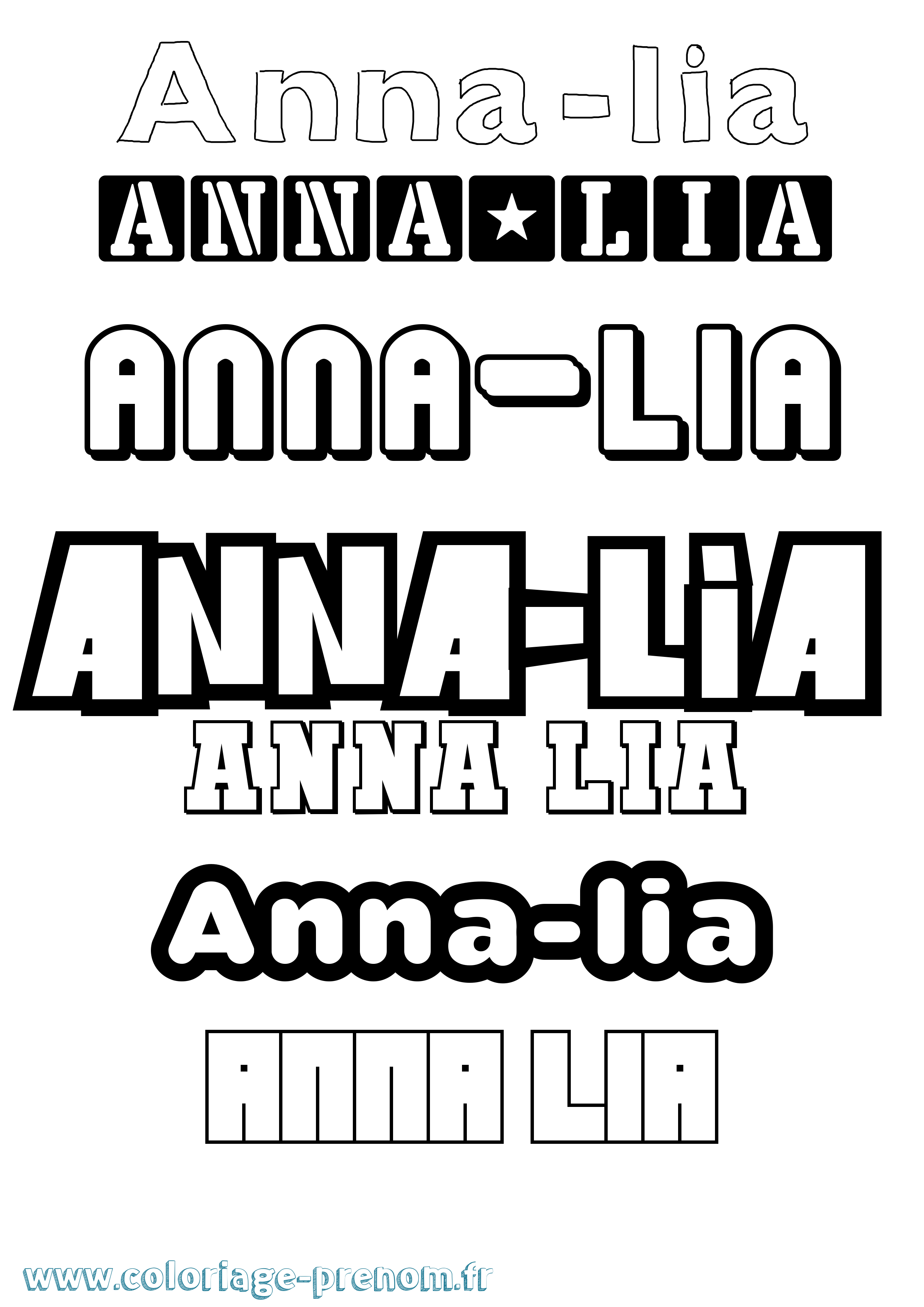 Coloriage Anna-Lia Simple Coloriage prénom Anna-Lia Simple