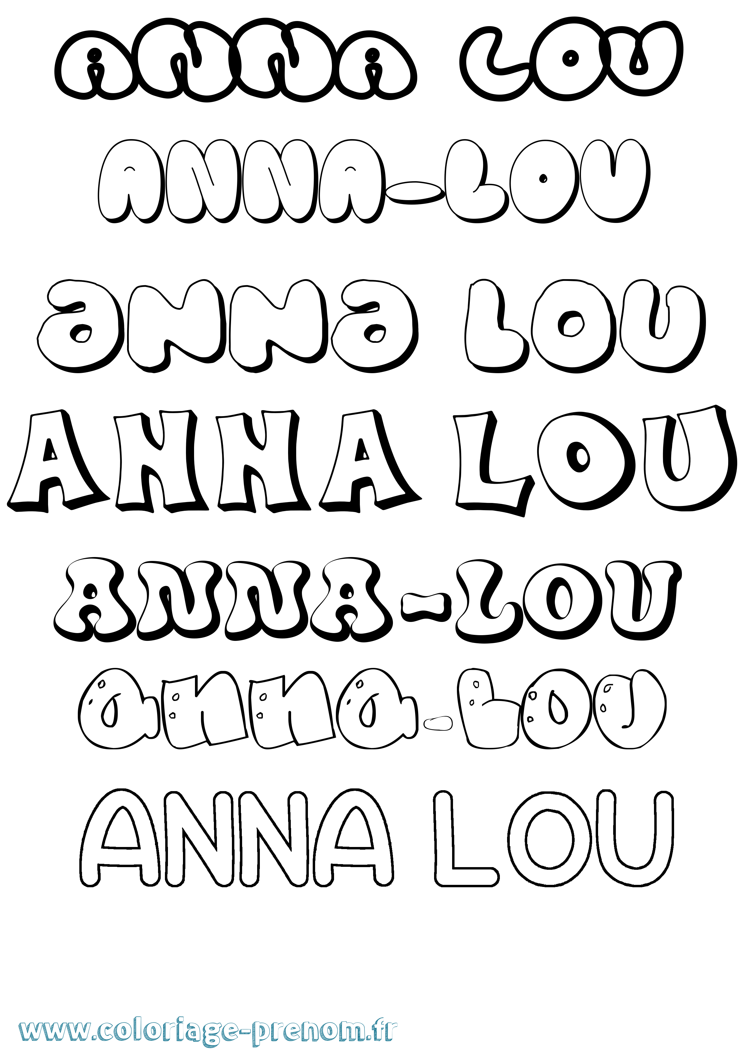 Coloriage Anna-Lou Bubble Coloriage prénom Anna-Lou Bubble