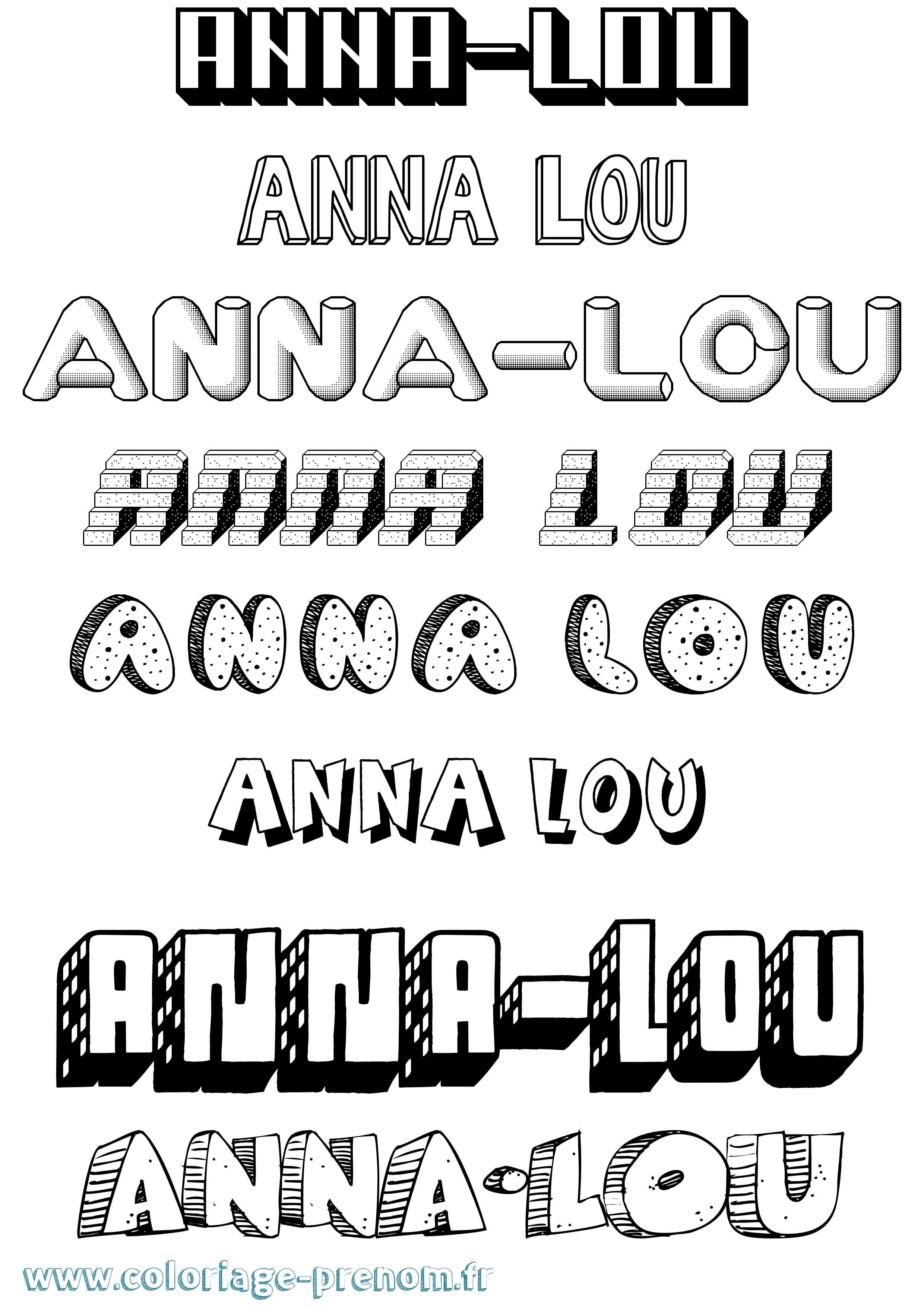 Coloriage Anna-Lou Effet 3D Coloriage prénom Anna-Lou Effet 3D