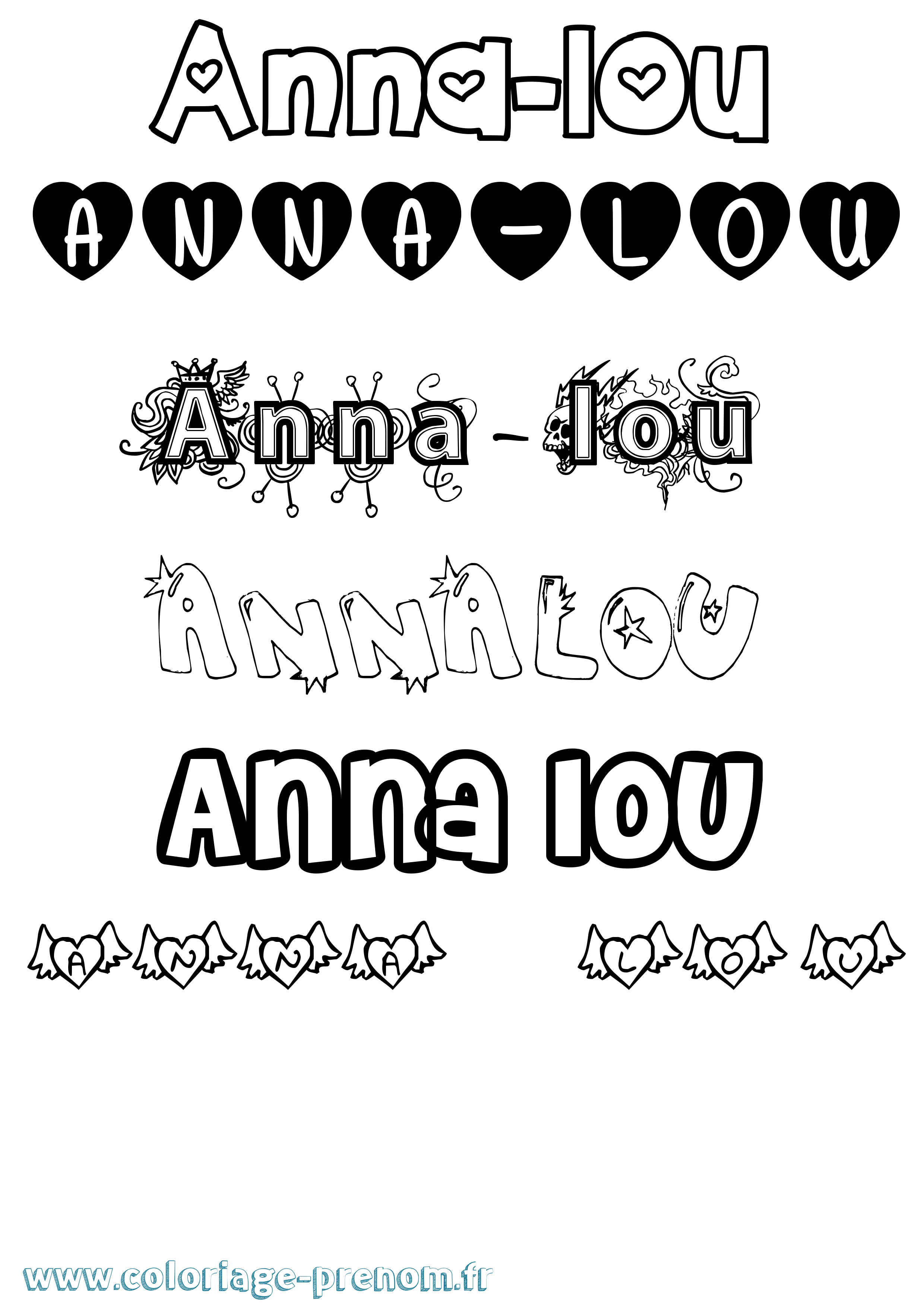 Coloriage Anna-Lou Girly Coloriage prénom Anna-Lou Girly