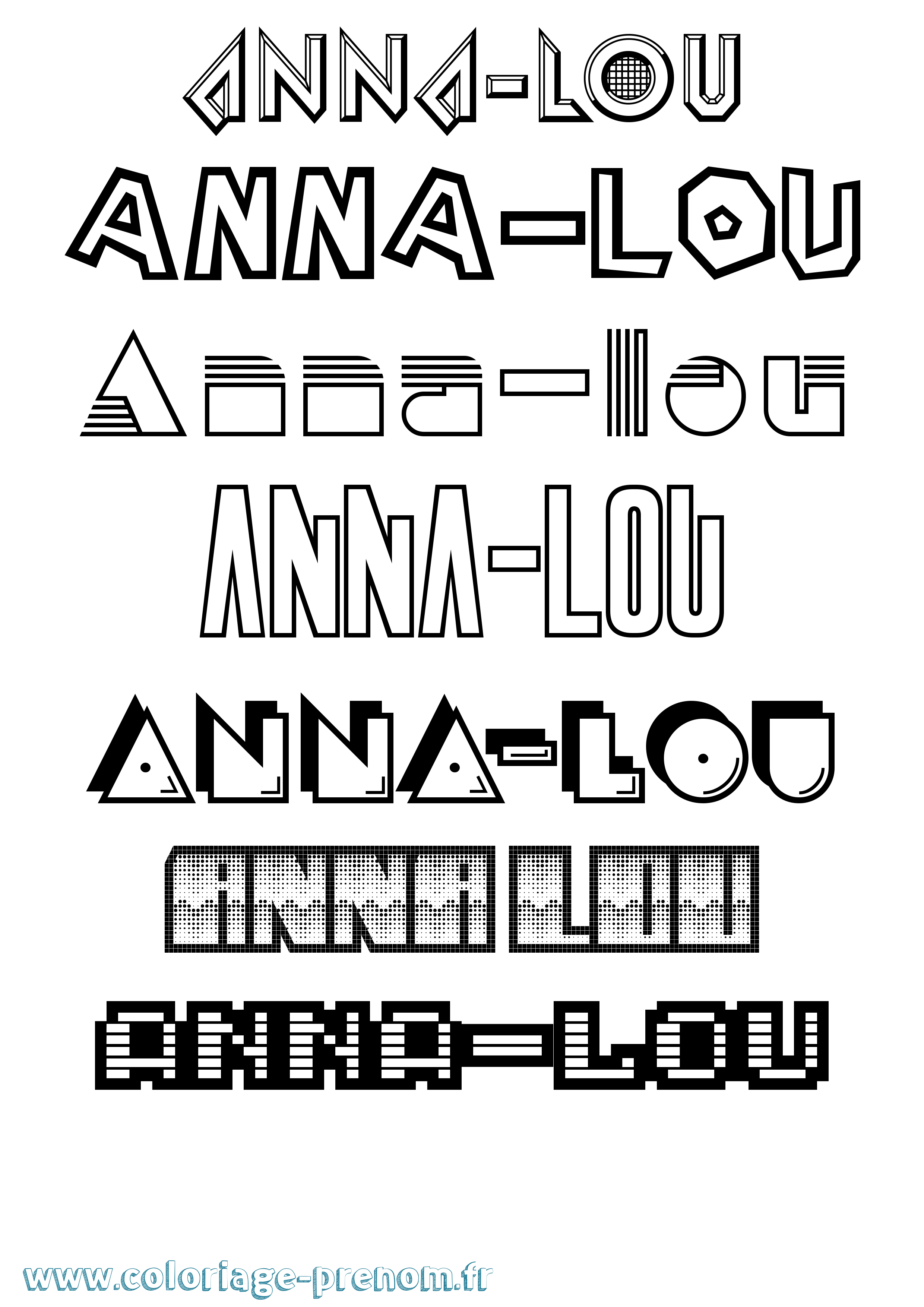 Coloriage Anna-Lou Jeux Vidéos Coloriage prénom Anna-Lou Jeux Vidéos