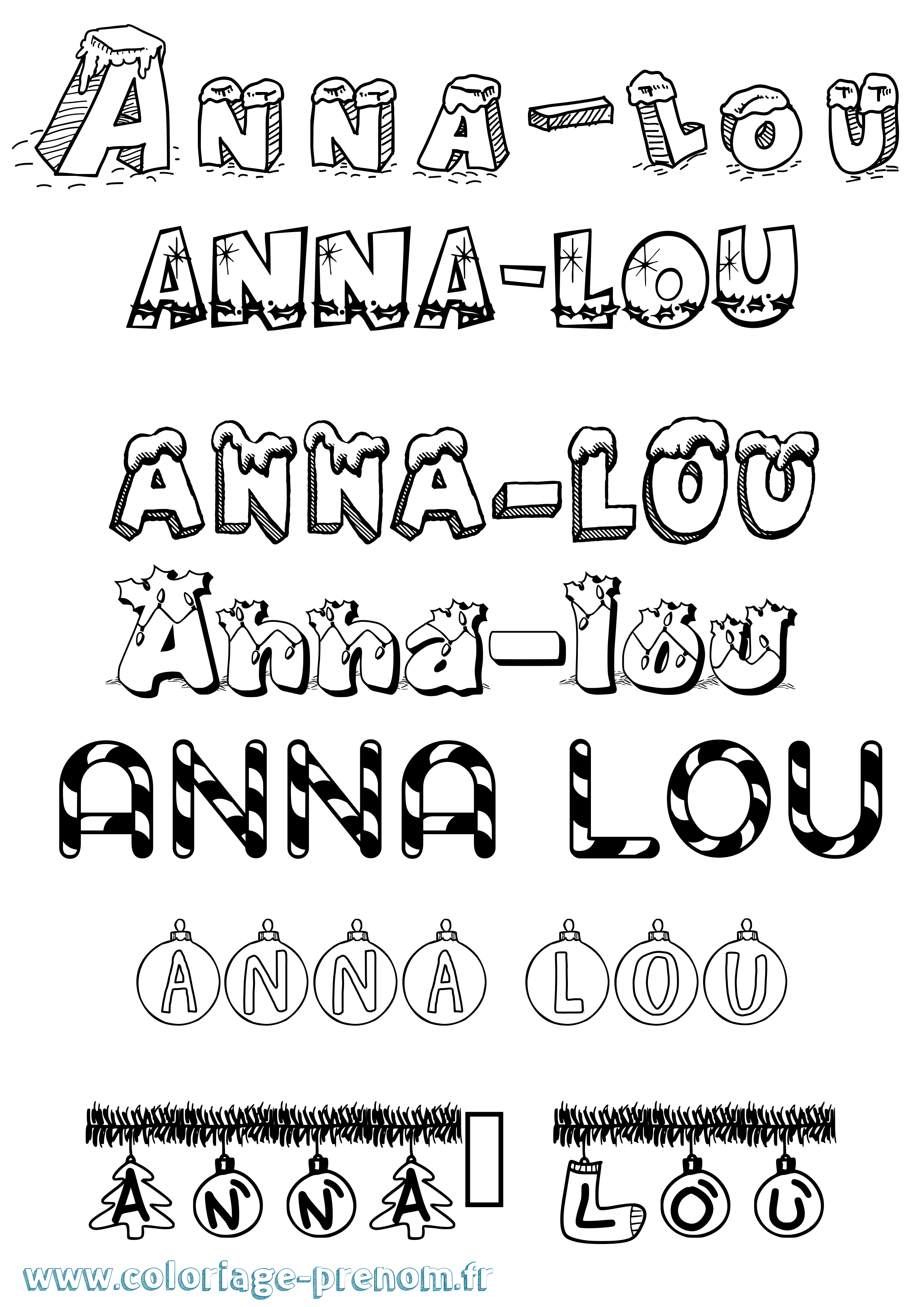 Coloriage Anna-Lou Noël Coloriage prénom Anna-Lou Noël