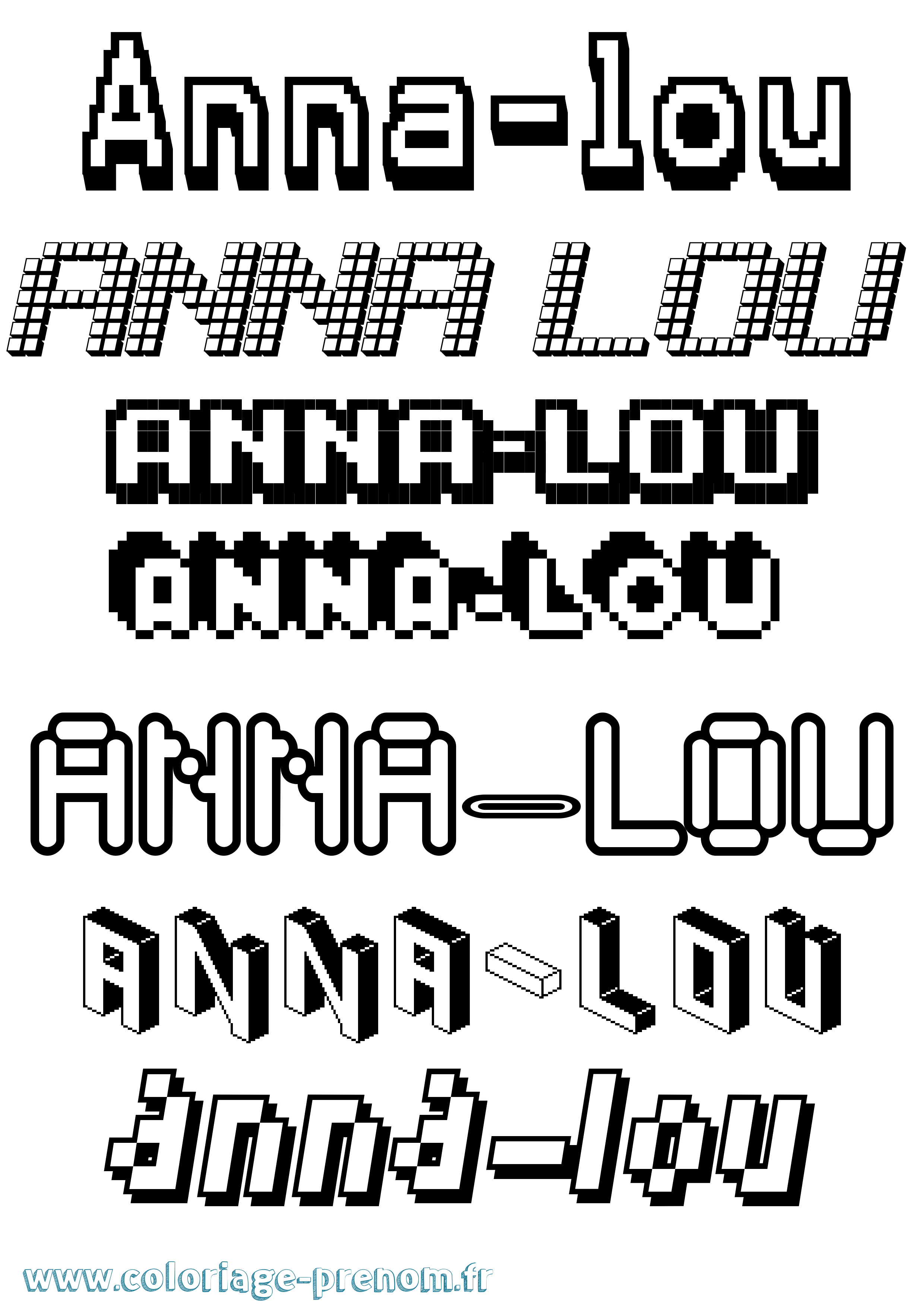 Coloriage Anna-Lou Pixel Coloriage prénom Anna-Lou Pixel