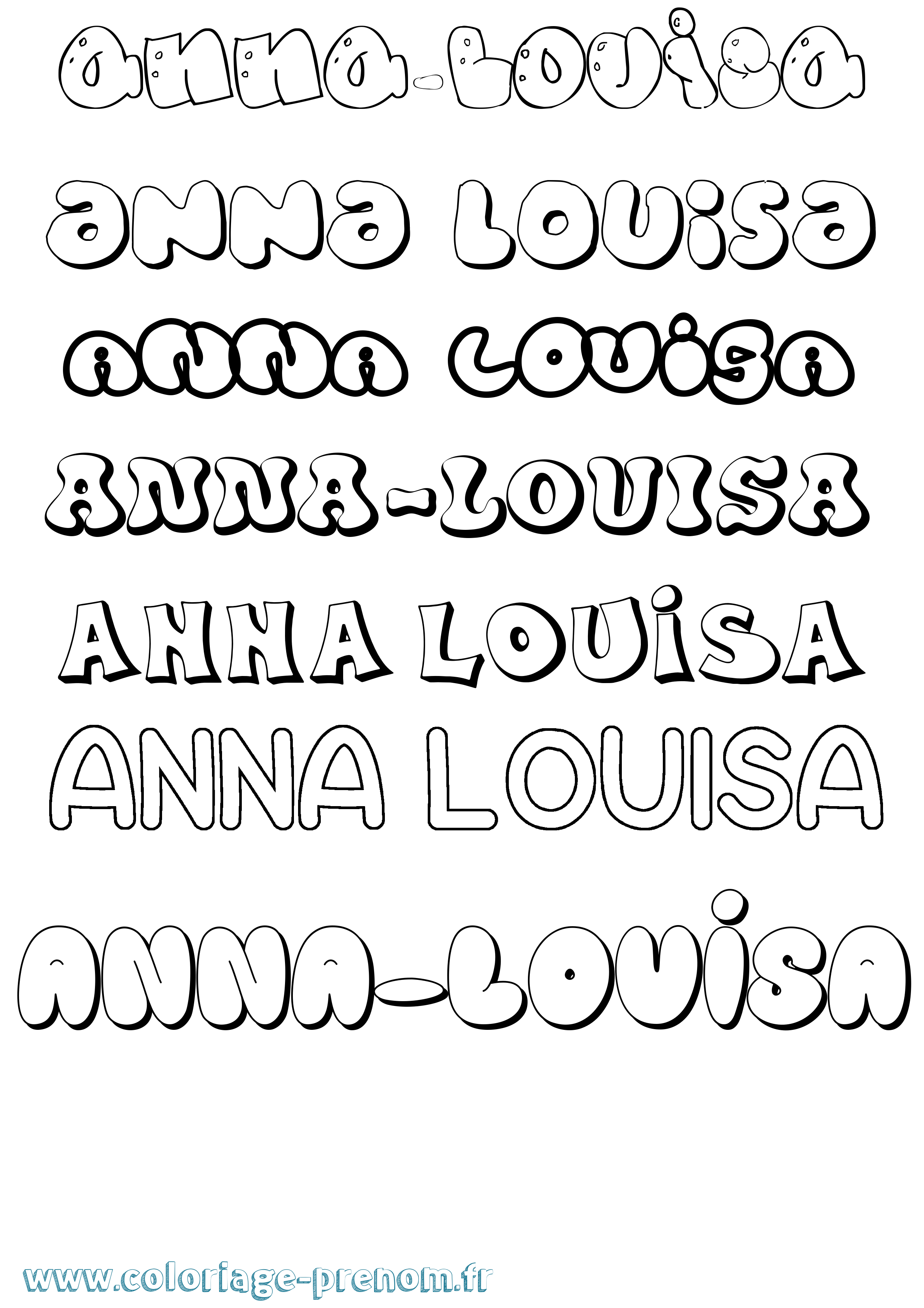 Coloriage Anna-Louisa Bubble Coloriage prénom Anna-Louisa Bubble