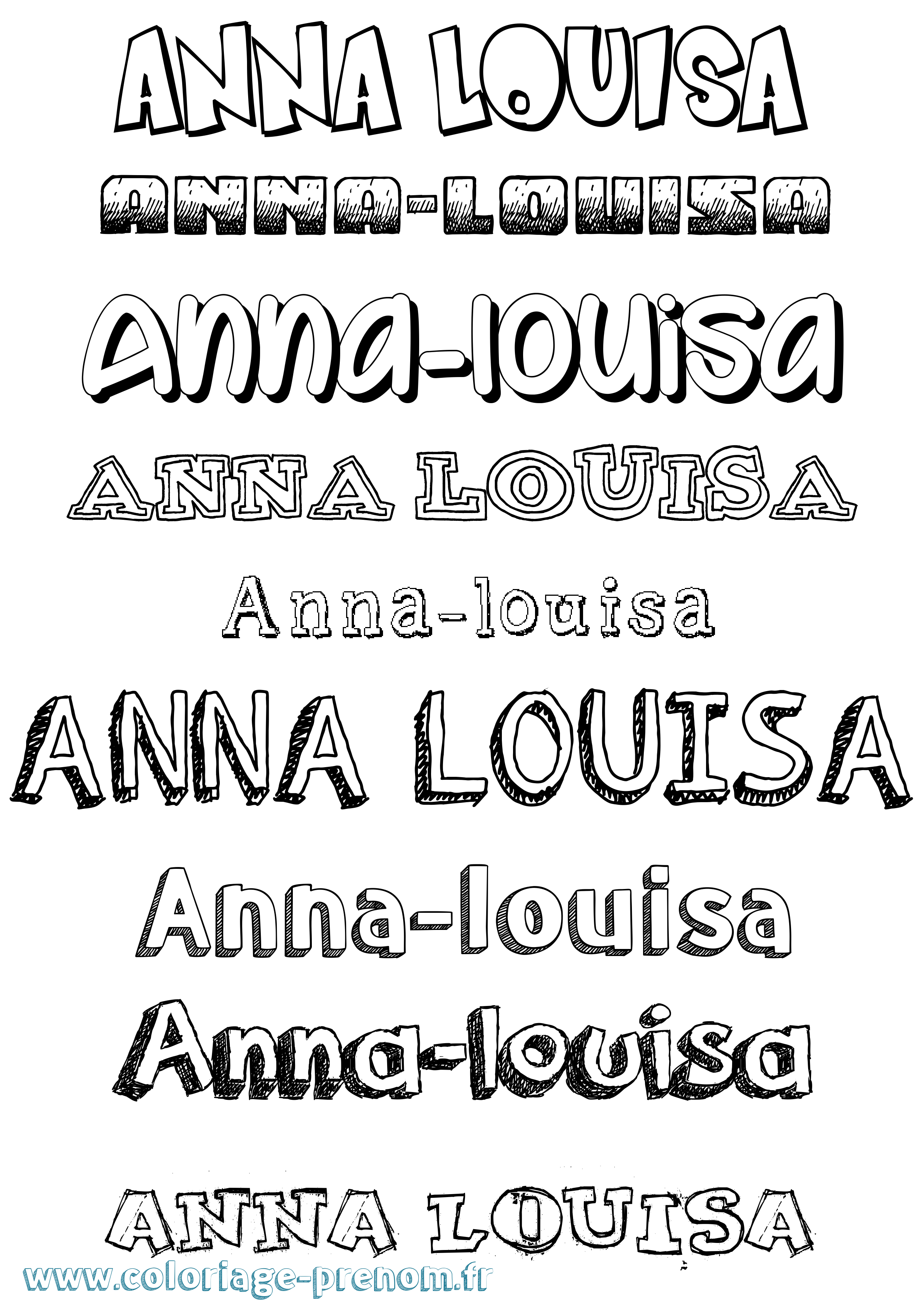 Coloriage Anna-Louisa Dessiné Coloriage prénom Anna-Louisa Dessiné