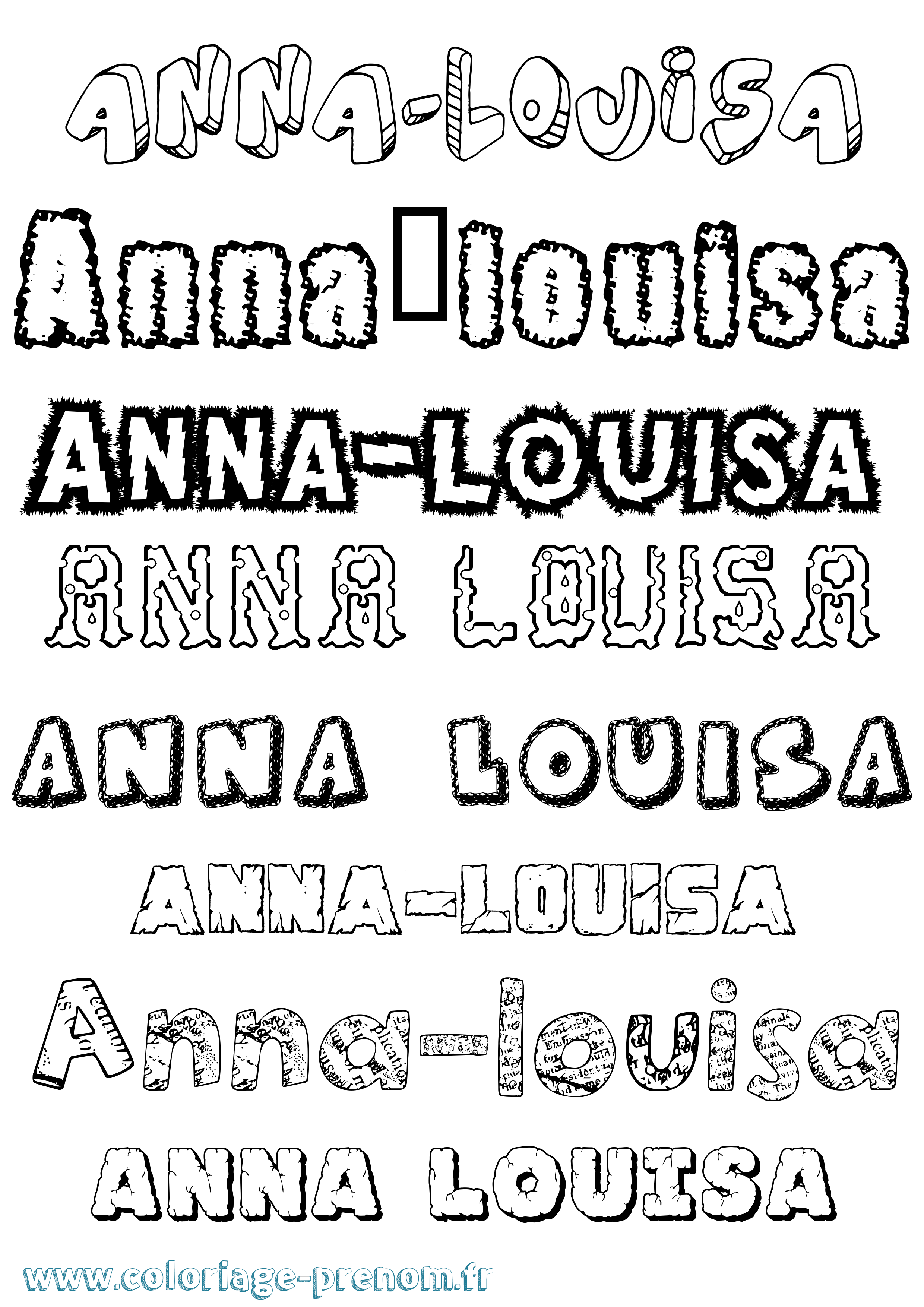 Coloriage Anna-Louisa Destructuré Coloriage prénom Anna-Louisa Destructuré