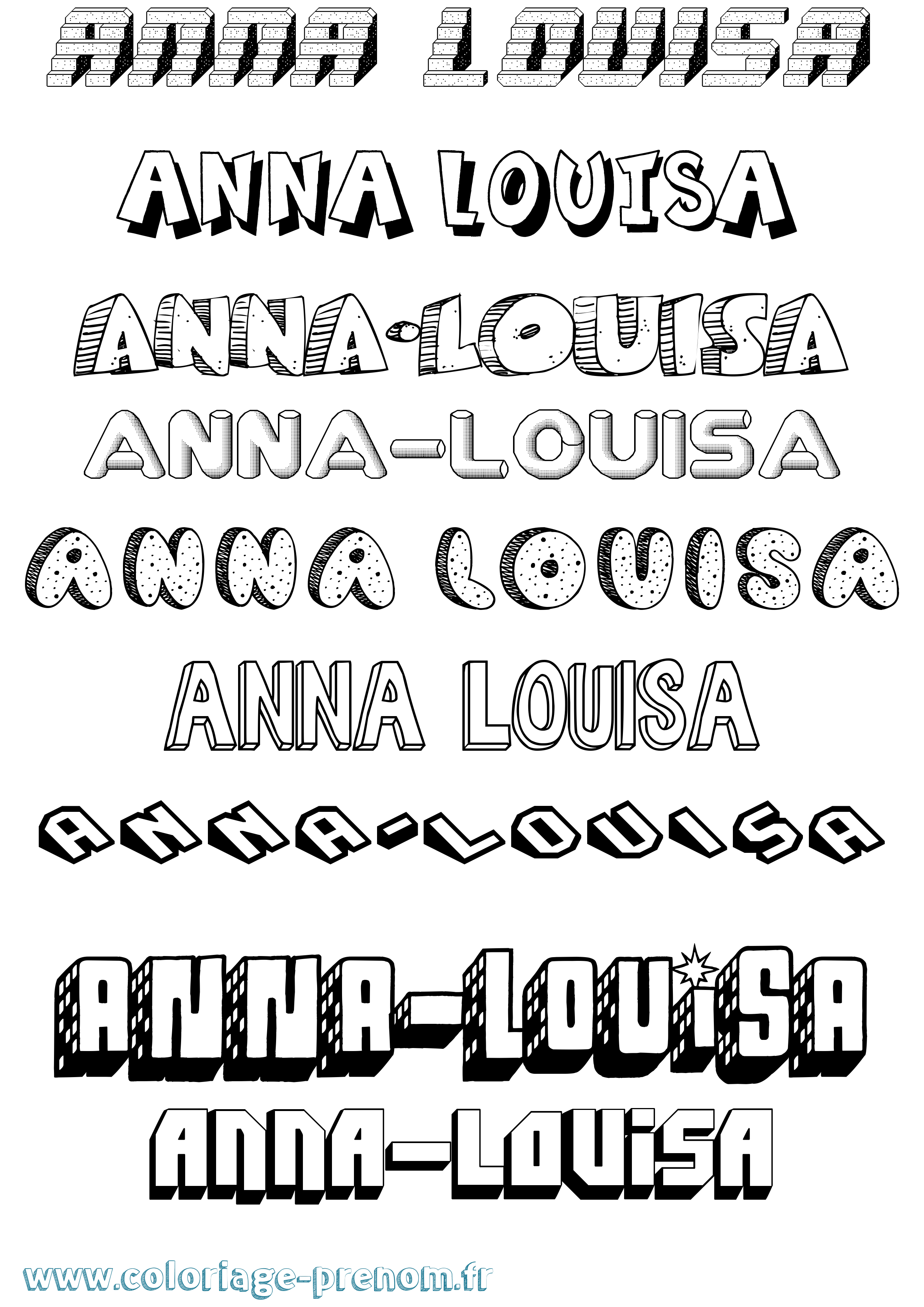 Coloriage Anna-Louisa Effet 3D Coloriage prénom Anna-Louisa Effet 3D
