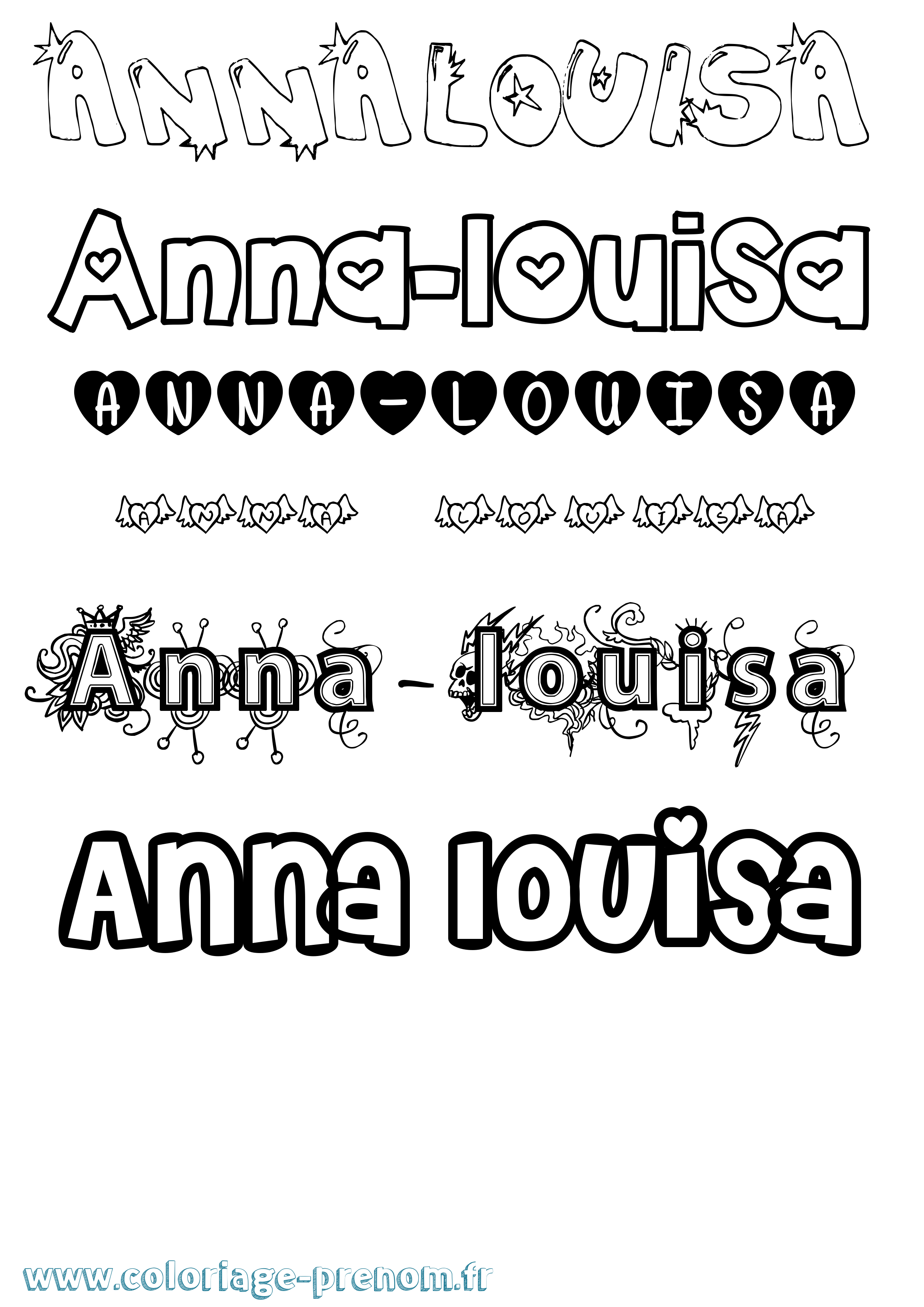 Coloriage Anna-Louisa Girly Coloriage prénom Anna-Louisa Girly