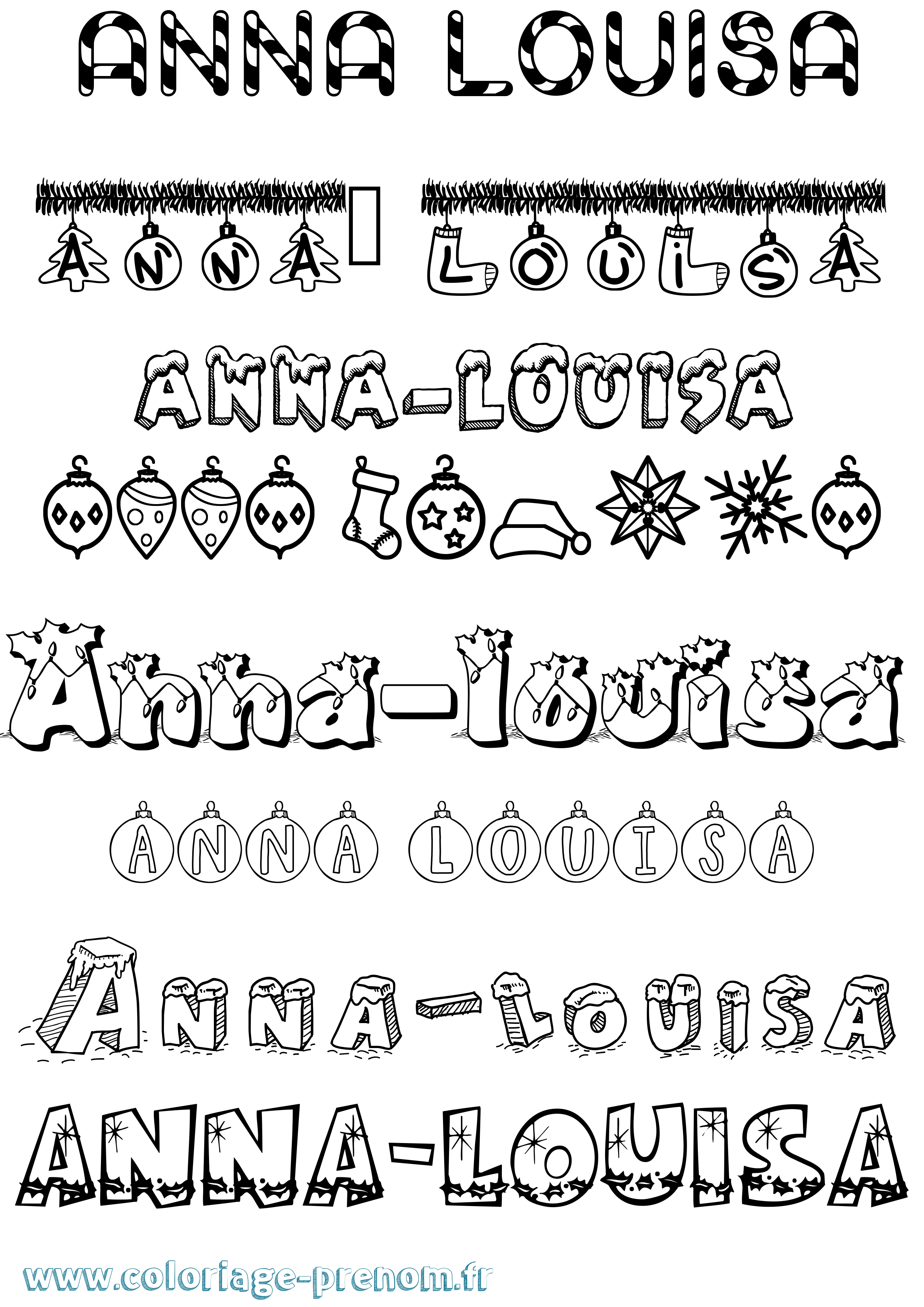 Coloriage Anna-Louisa Noël Coloriage prénom Anna-Louisa Noël