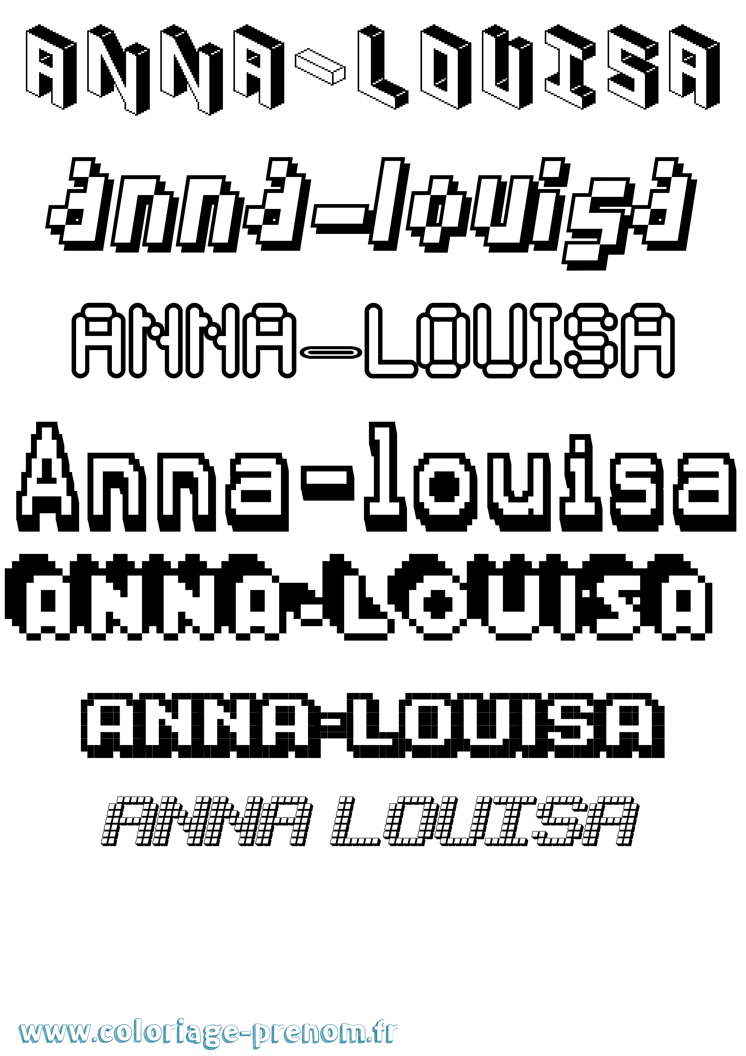Coloriage Anna-Louisa Pixel Coloriage prénom Anna-Louisa Pixel