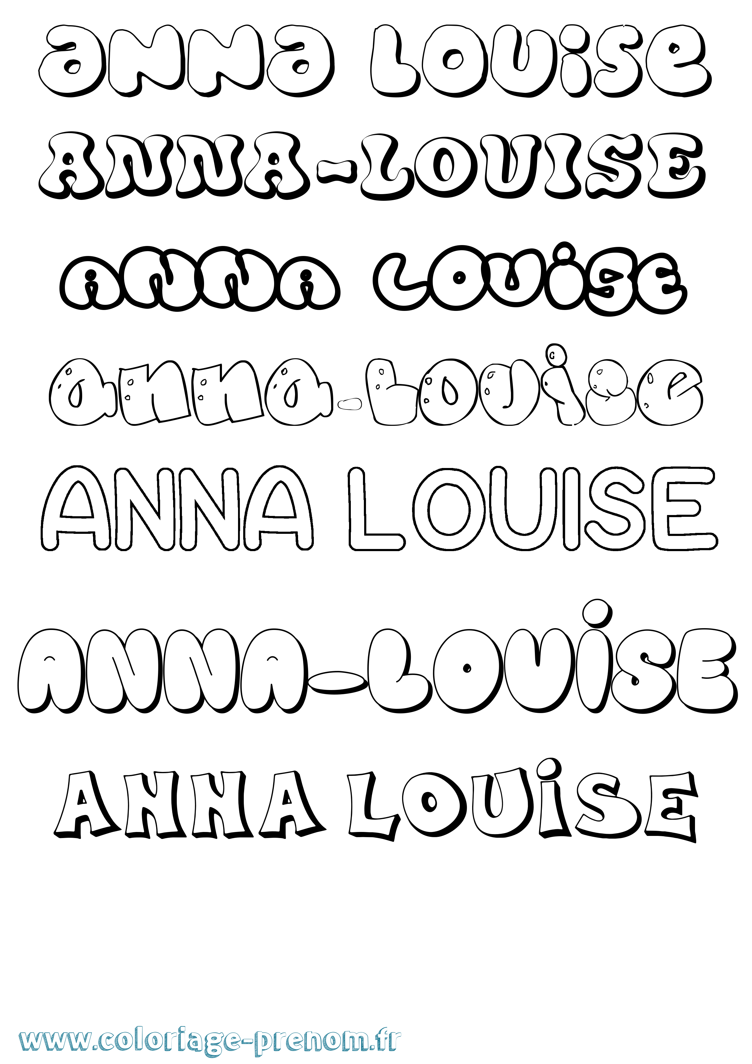 Coloriage Anna-Louise Bubble Coloriage prénom Anna-Louise Bubble