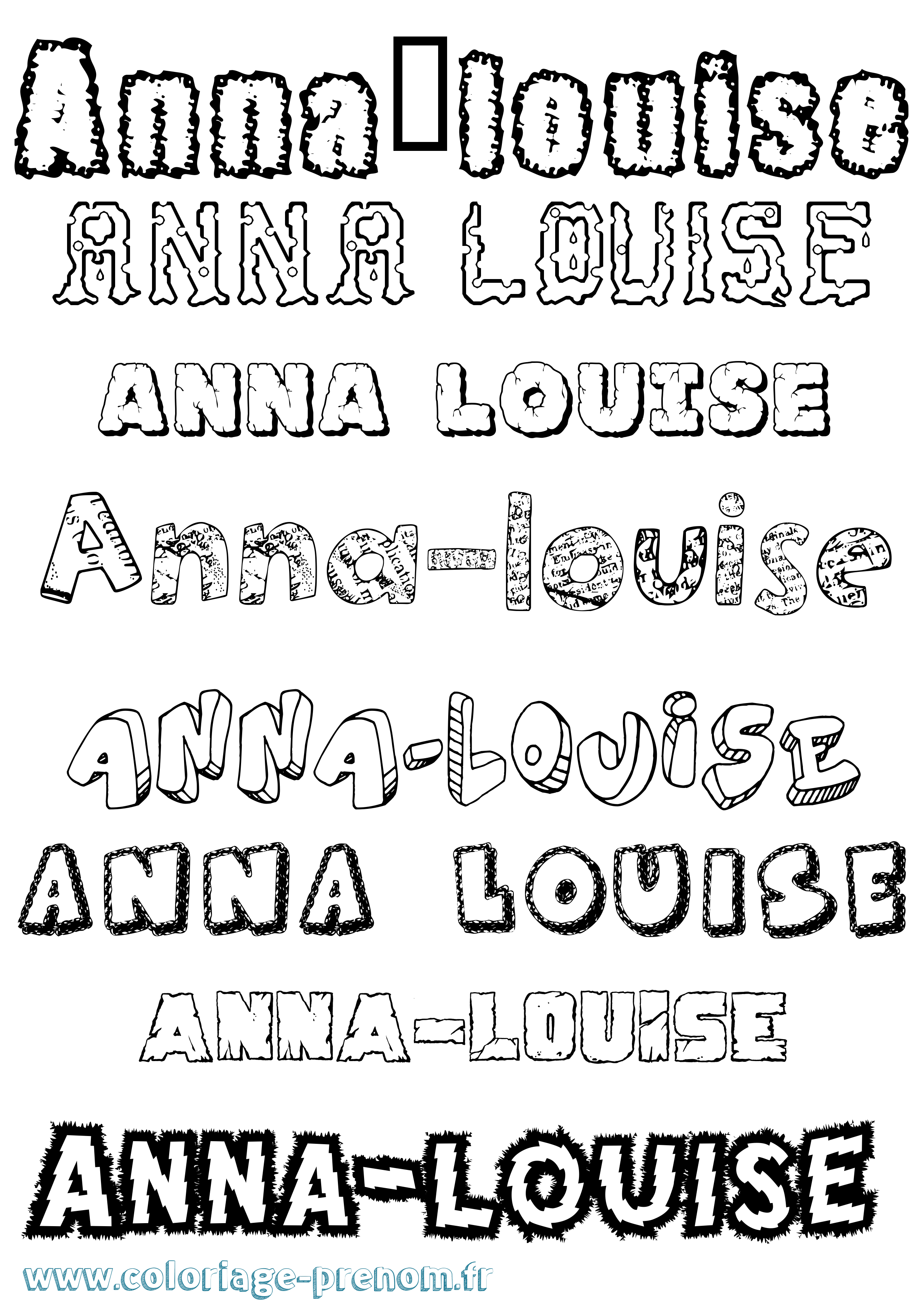 Coloriage Anna-Louise Destructuré Coloriage prénom Anna-Louise Destructuré