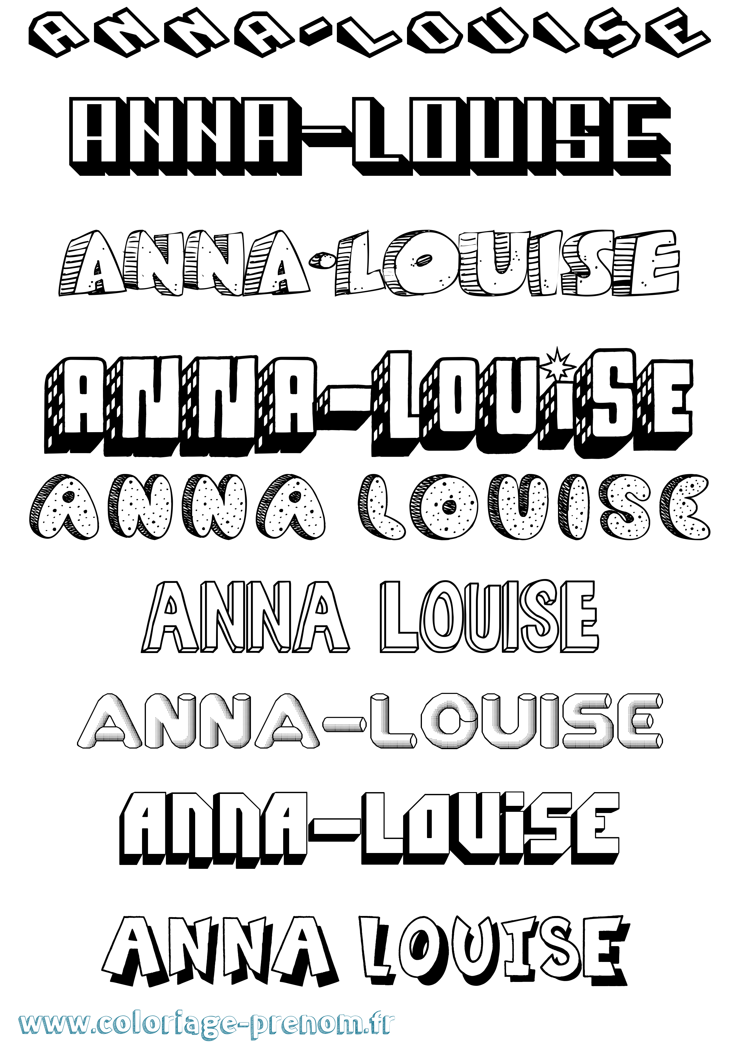 Coloriage Anna-Louise Effet 3D Coloriage prénom Anna-Louise Effet 3D