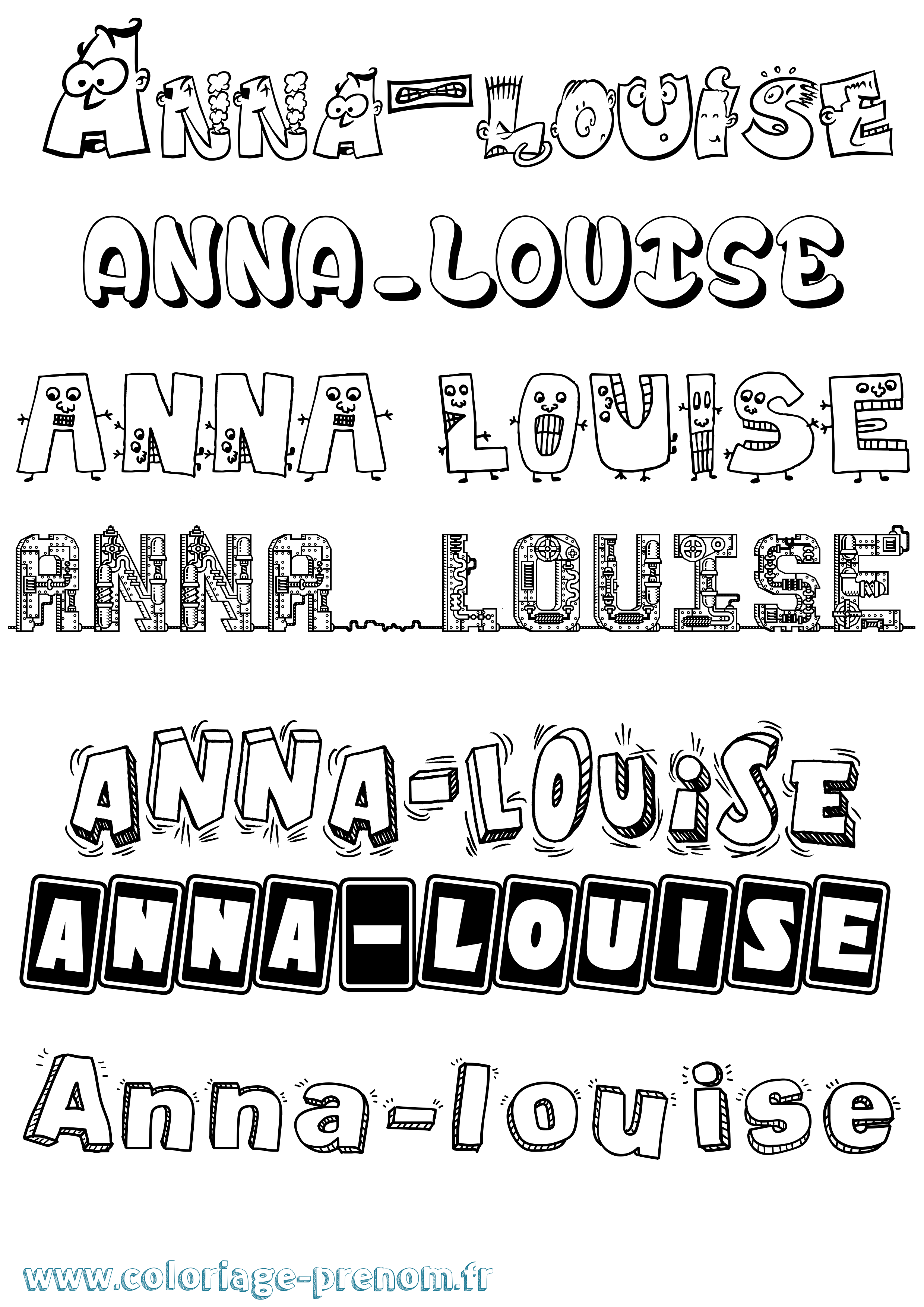 Coloriage Anna-Louise Fun Coloriage prénom Anna-Louise Fun