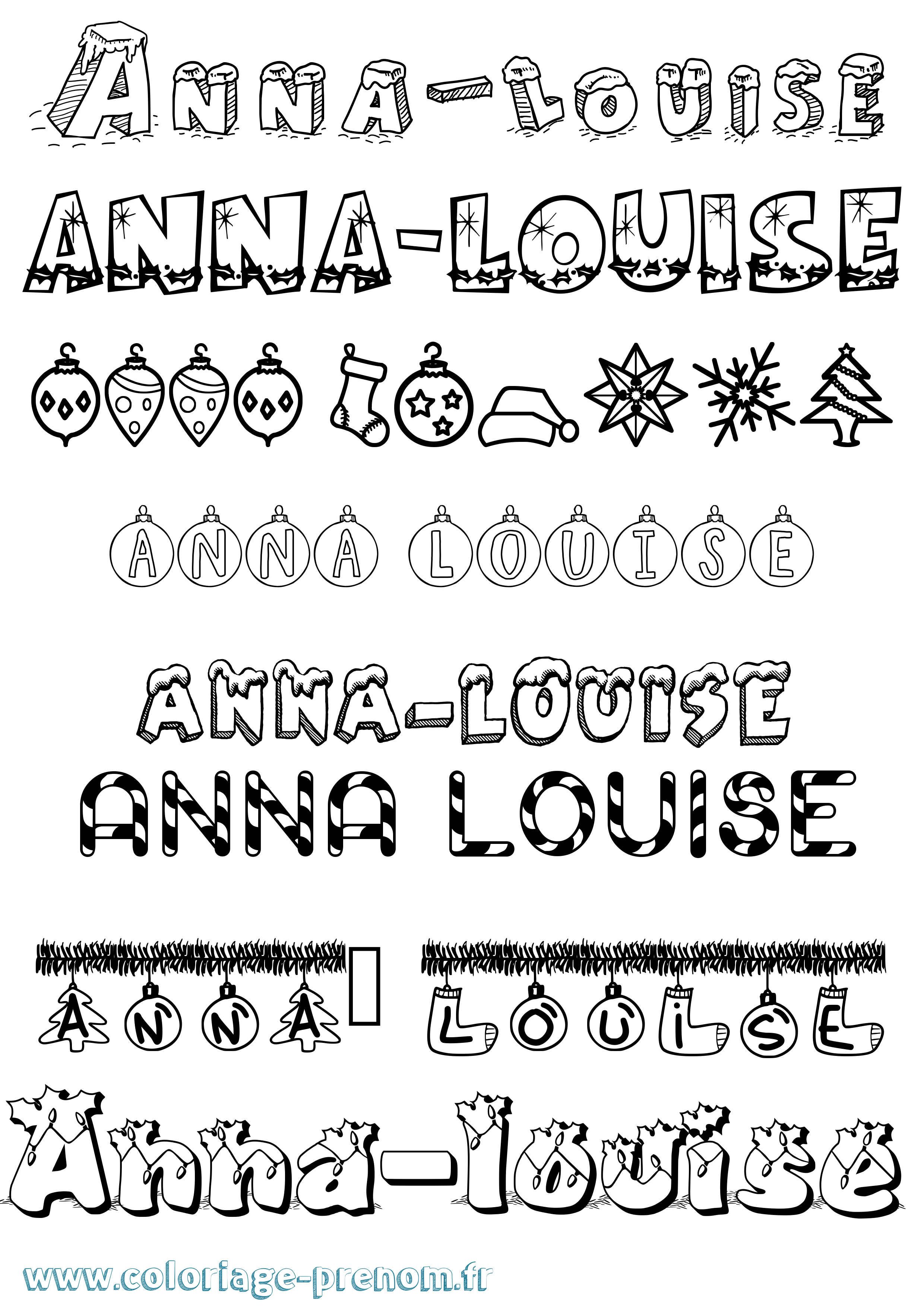 Coloriage Anna-Louise Noël Coloriage prénom Anna-Louise Noël