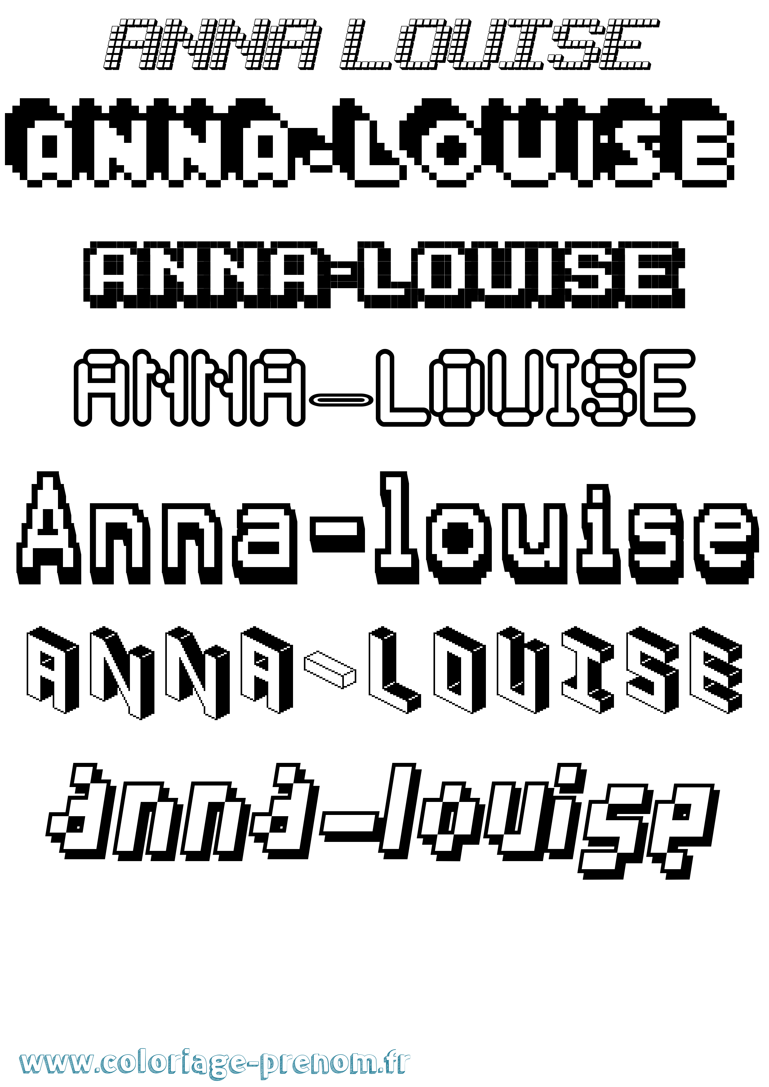 Coloriage Anna-Louise Pixel Coloriage prénom Anna-Louise Pixel