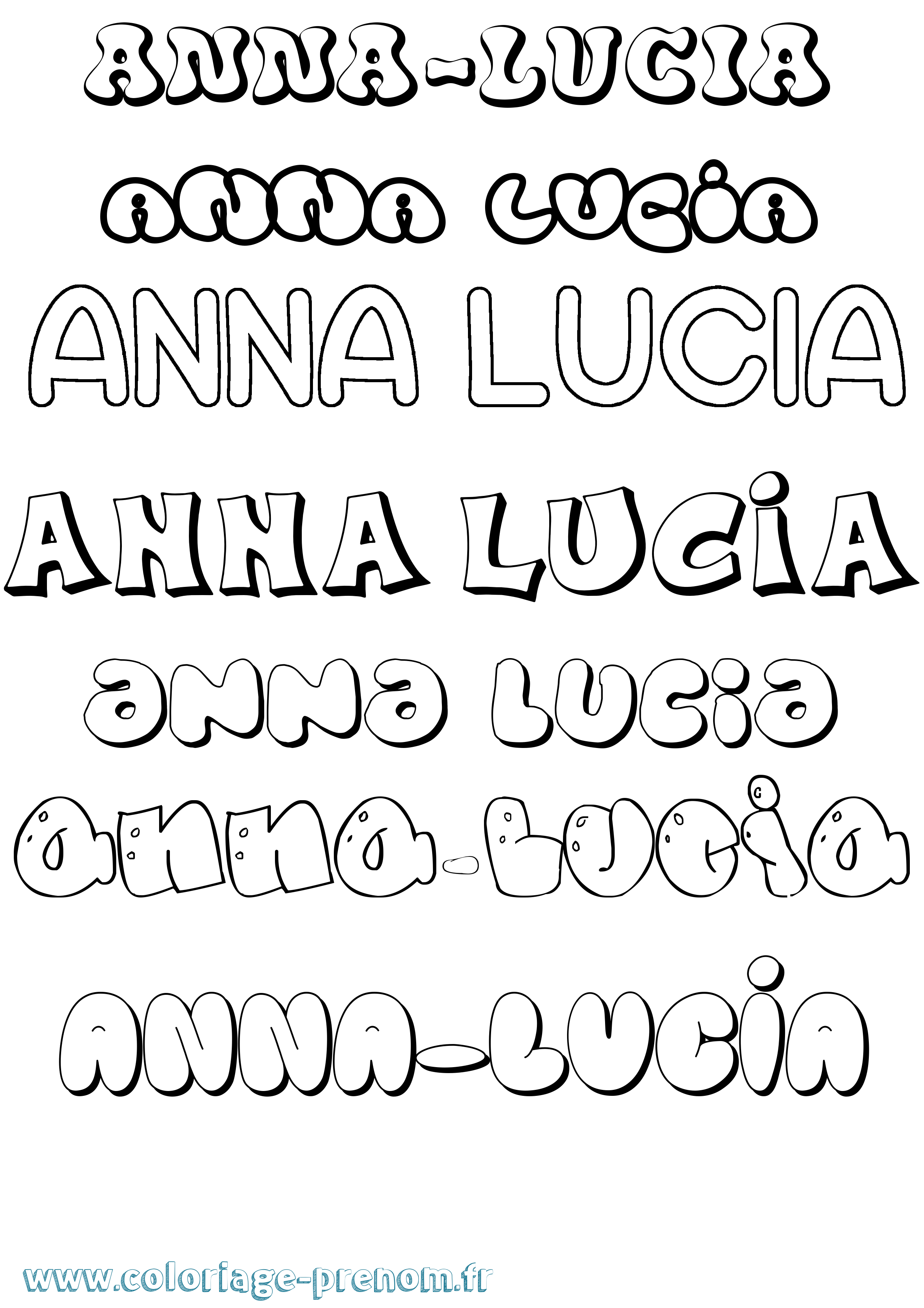 Coloriage Anna-Lucia Bubble Coloriage prénom Anna-Lucia Bubble