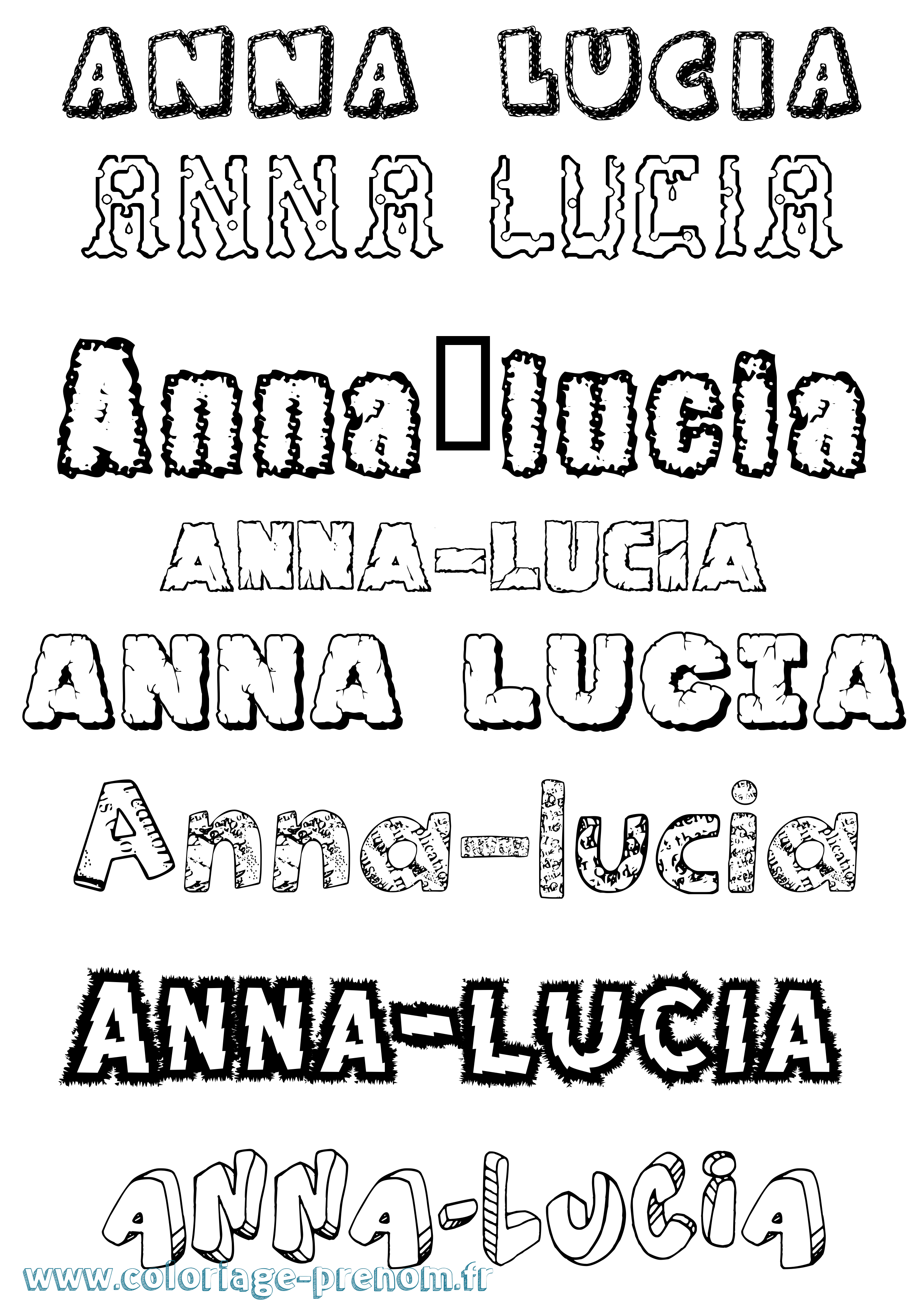Coloriage Anna-Lucia Destructuré Coloriage prénom Anna-Lucia Destructuré