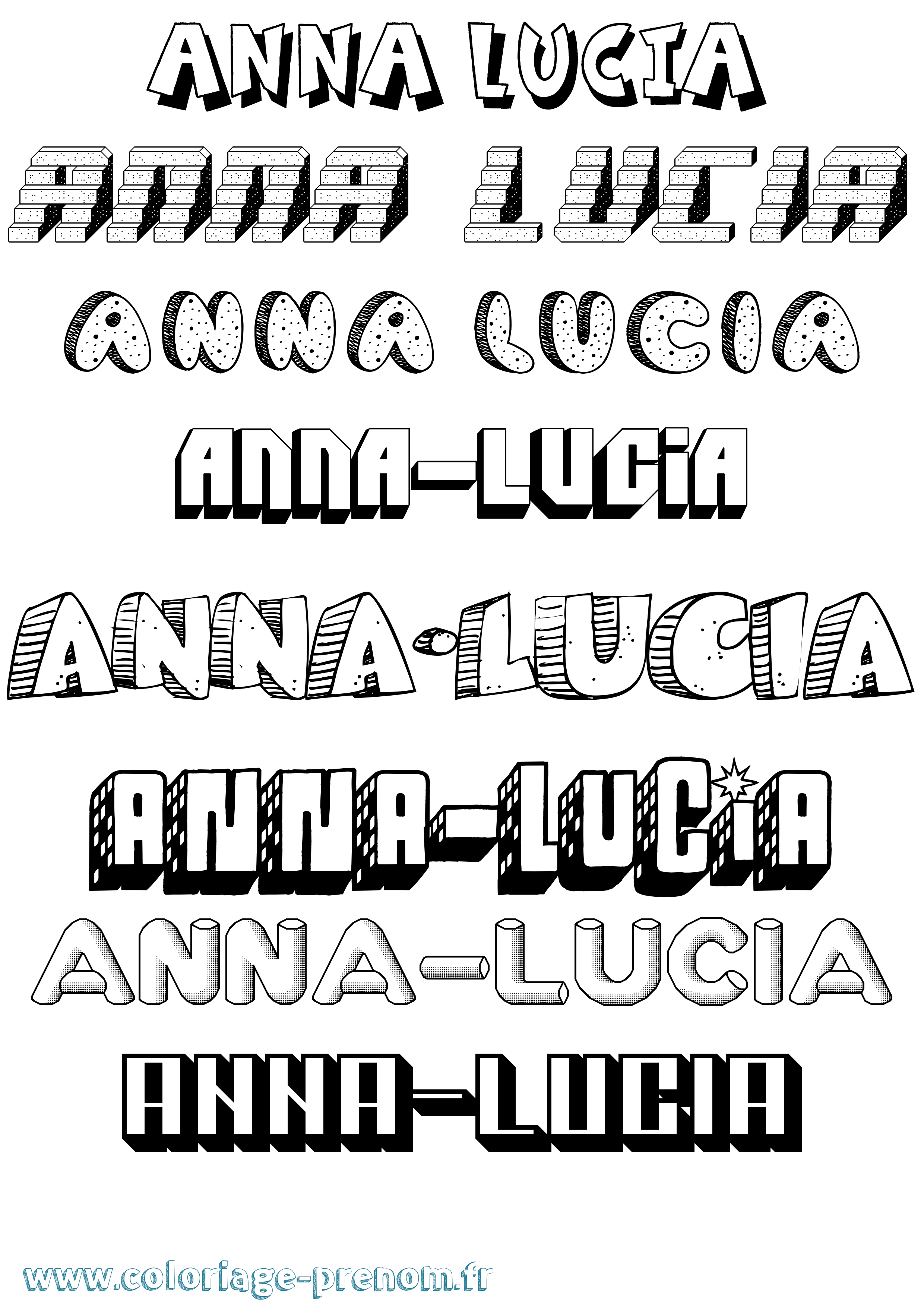 Coloriage Anna-Lucia Effet 3D Coloriage prénom Anna-Lucia Effet 3D