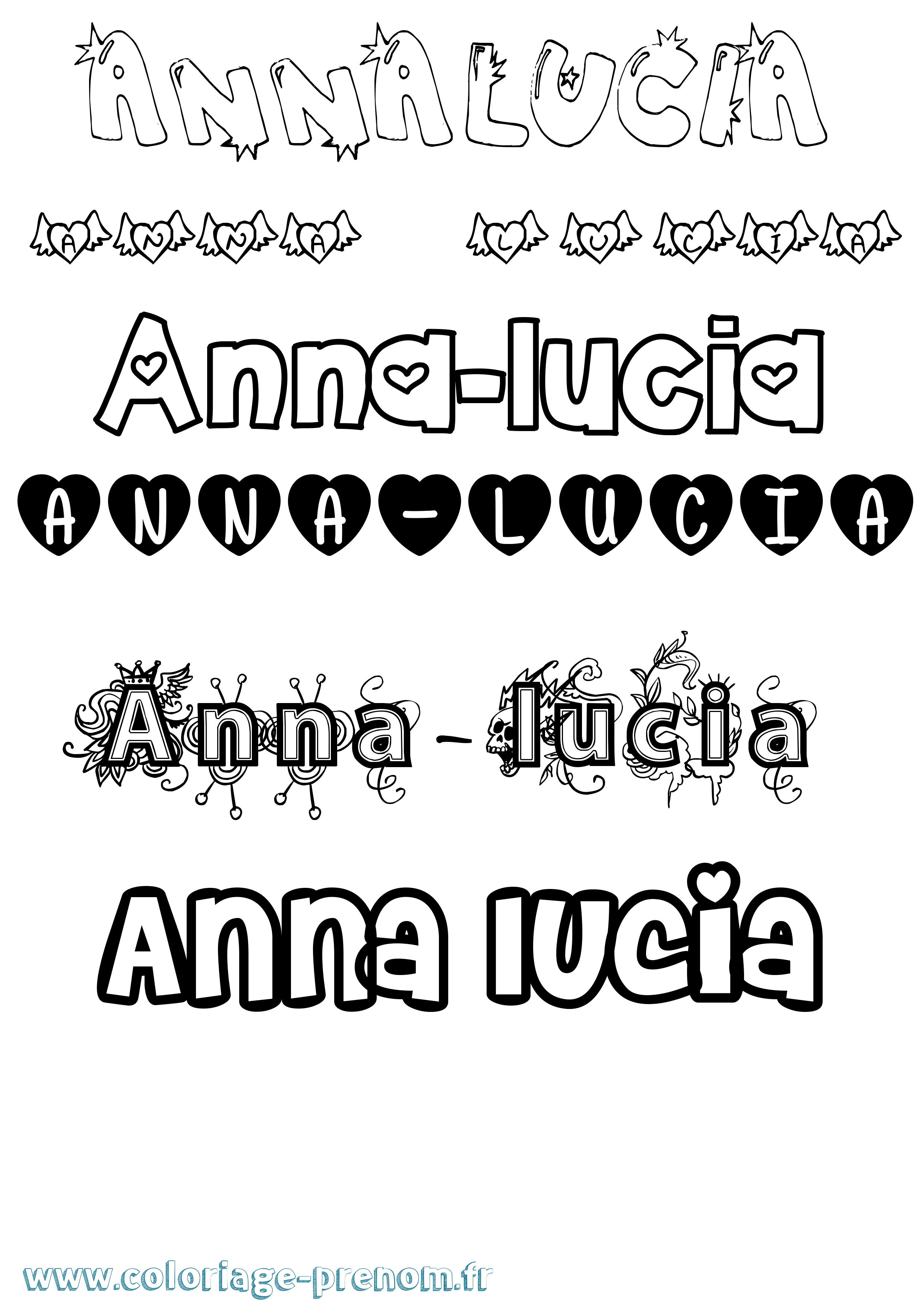 Coloriage Anna-Lucia Girly Coloriage prénom Anna-Lucia Girly