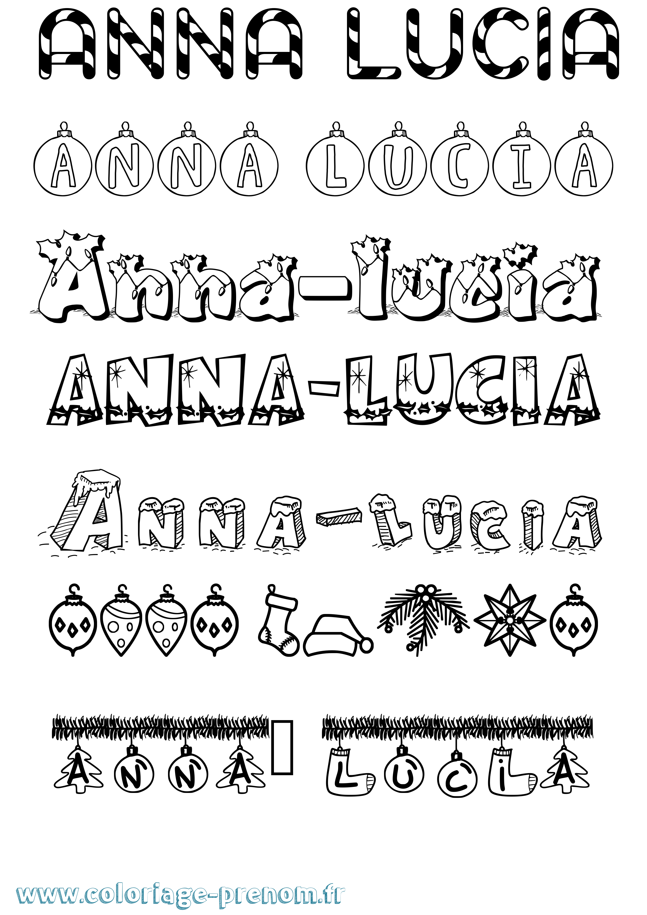 Coloriage Anna-Lucia Noël Coloriage prénom Anna-Lucia Noël
