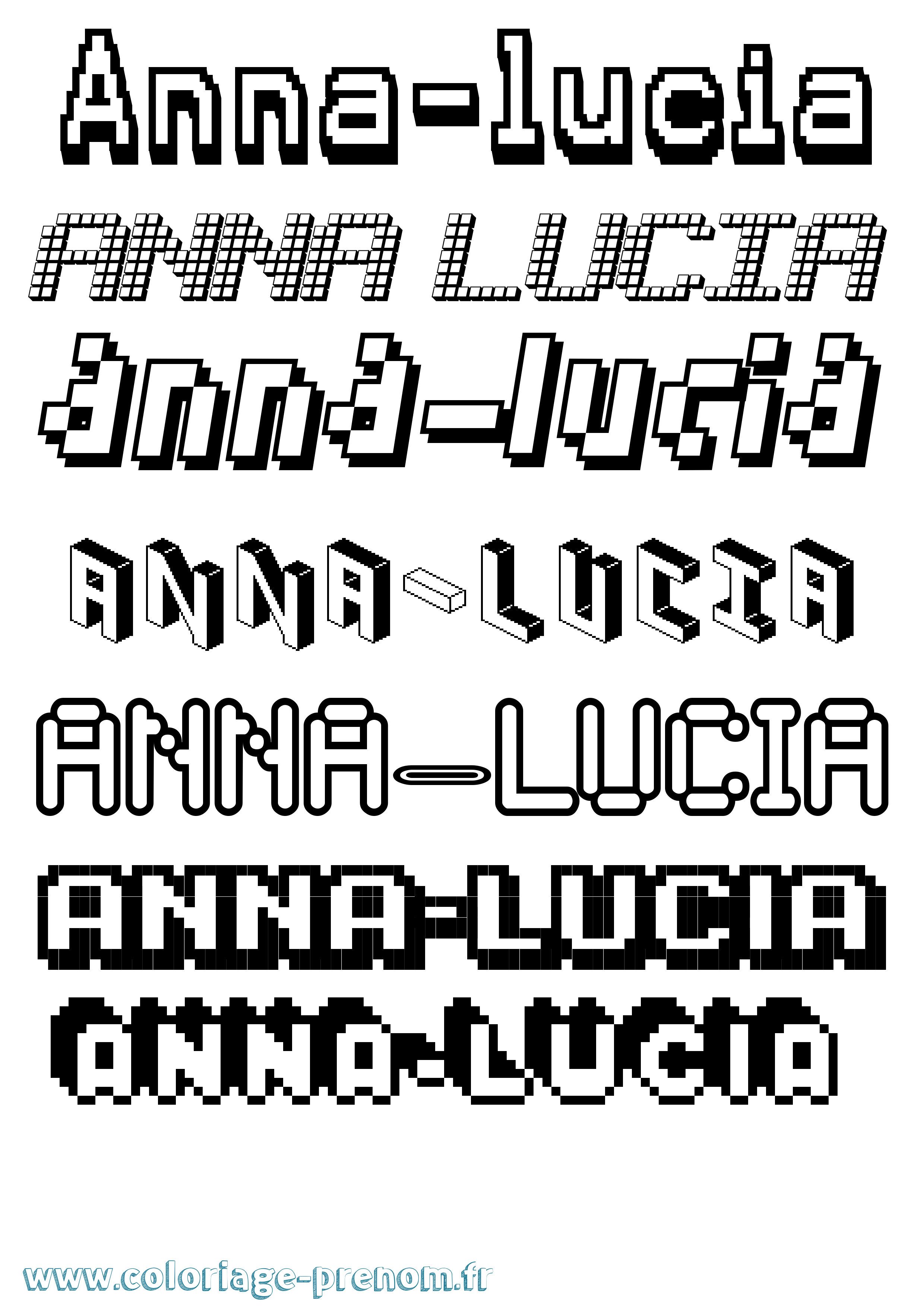 Coloriage Anna-Lucia Pixel Coloriage prénom Anna-Lucia Pixel