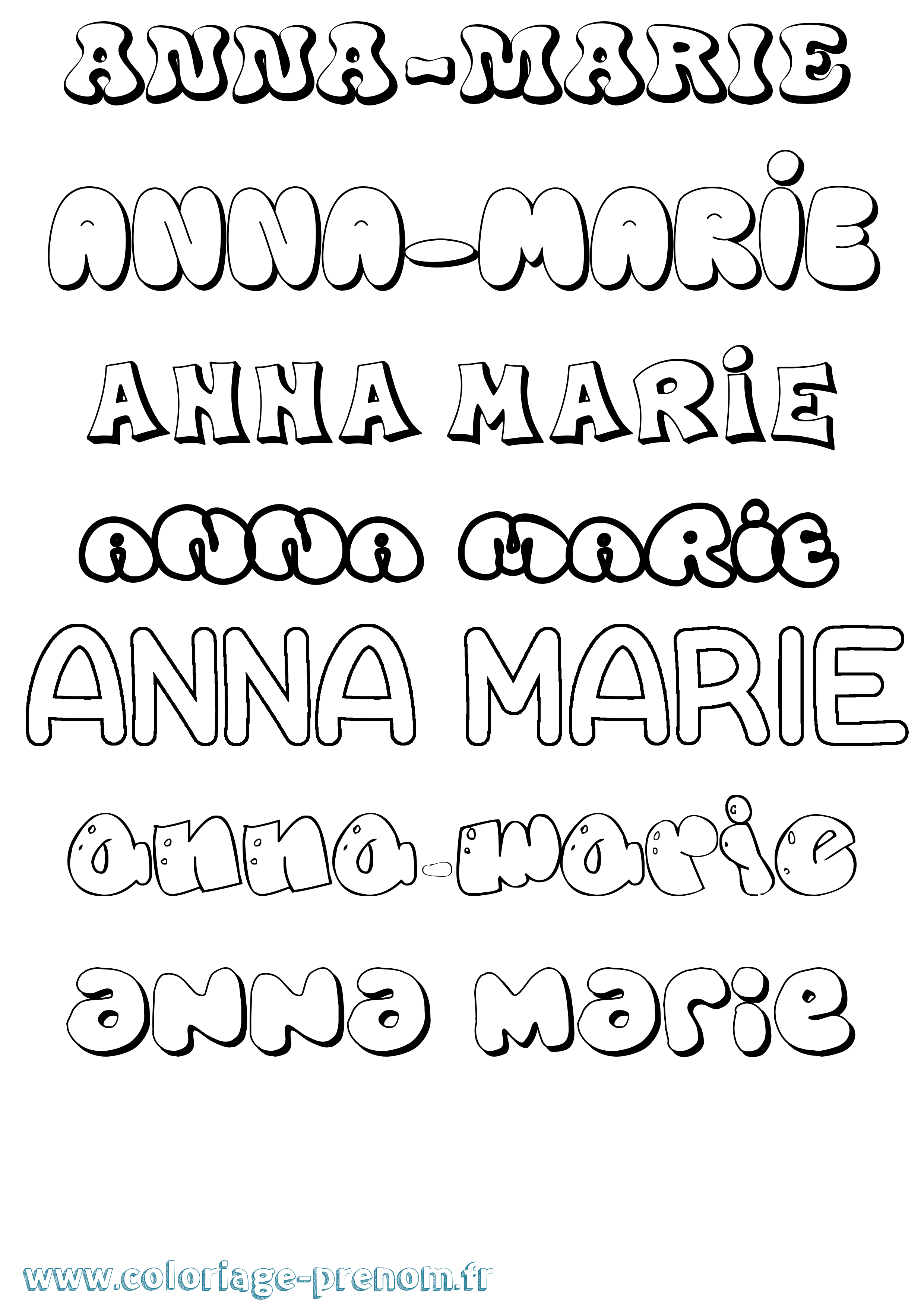 Coloriage Anna-Marie Bubble Coloriage prénom Anna-Marie Bubble