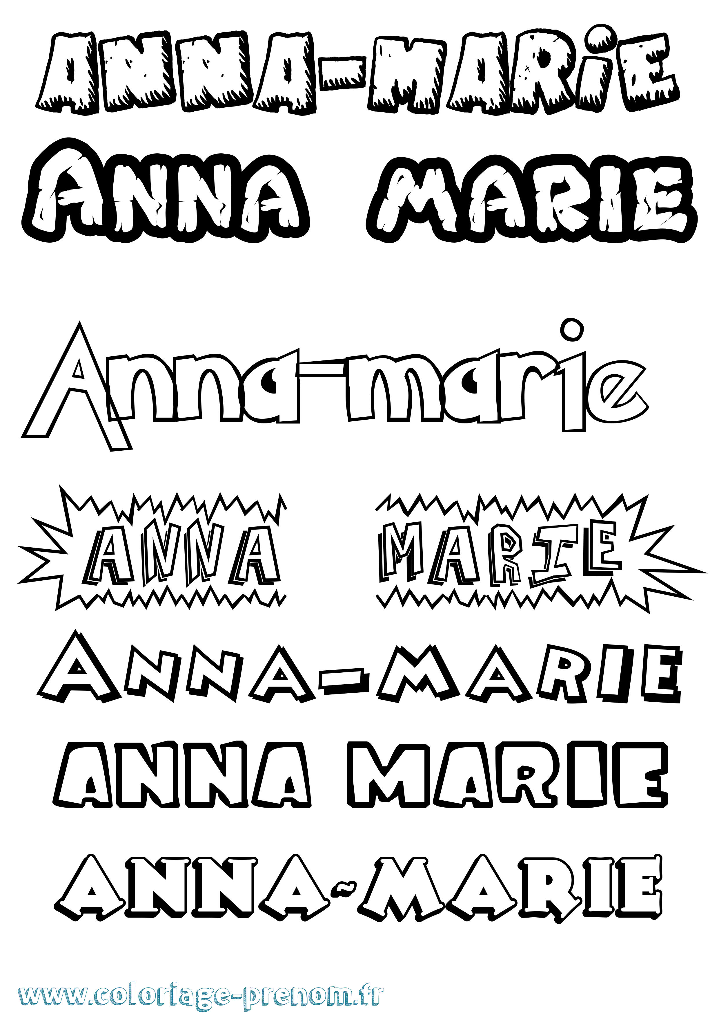 Coloriage Anna-Marie Dessin Animé Coloriage prénom Anna-Marie Dessin Animé