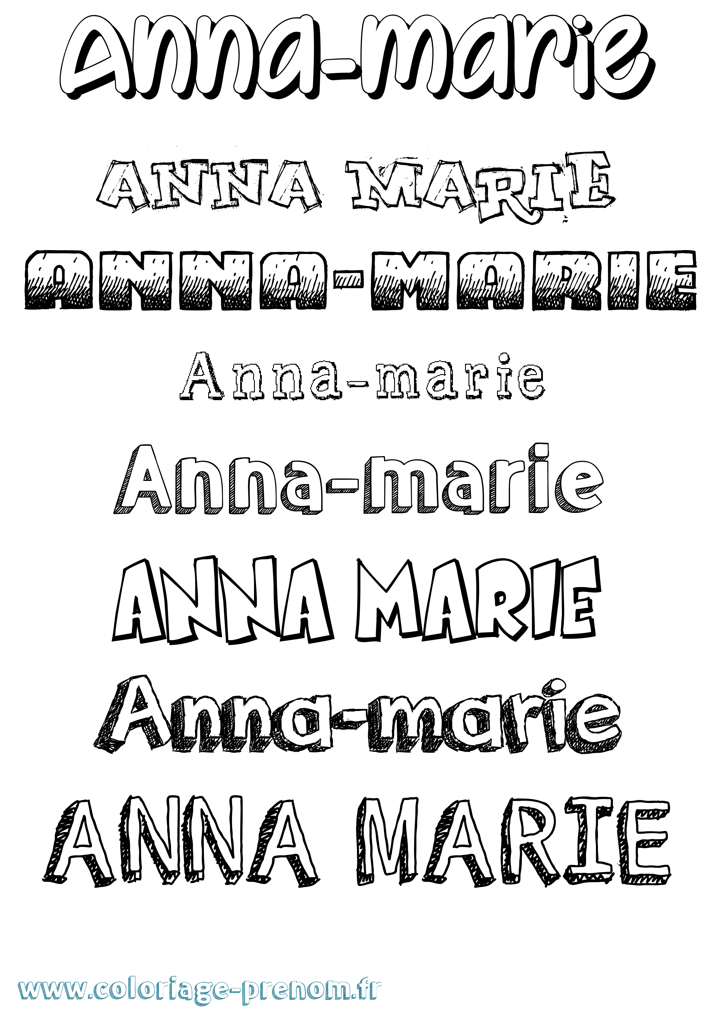 Coloriage Anna-Marie Dessiné Coloriage prénom Anna-Marie Dessiné