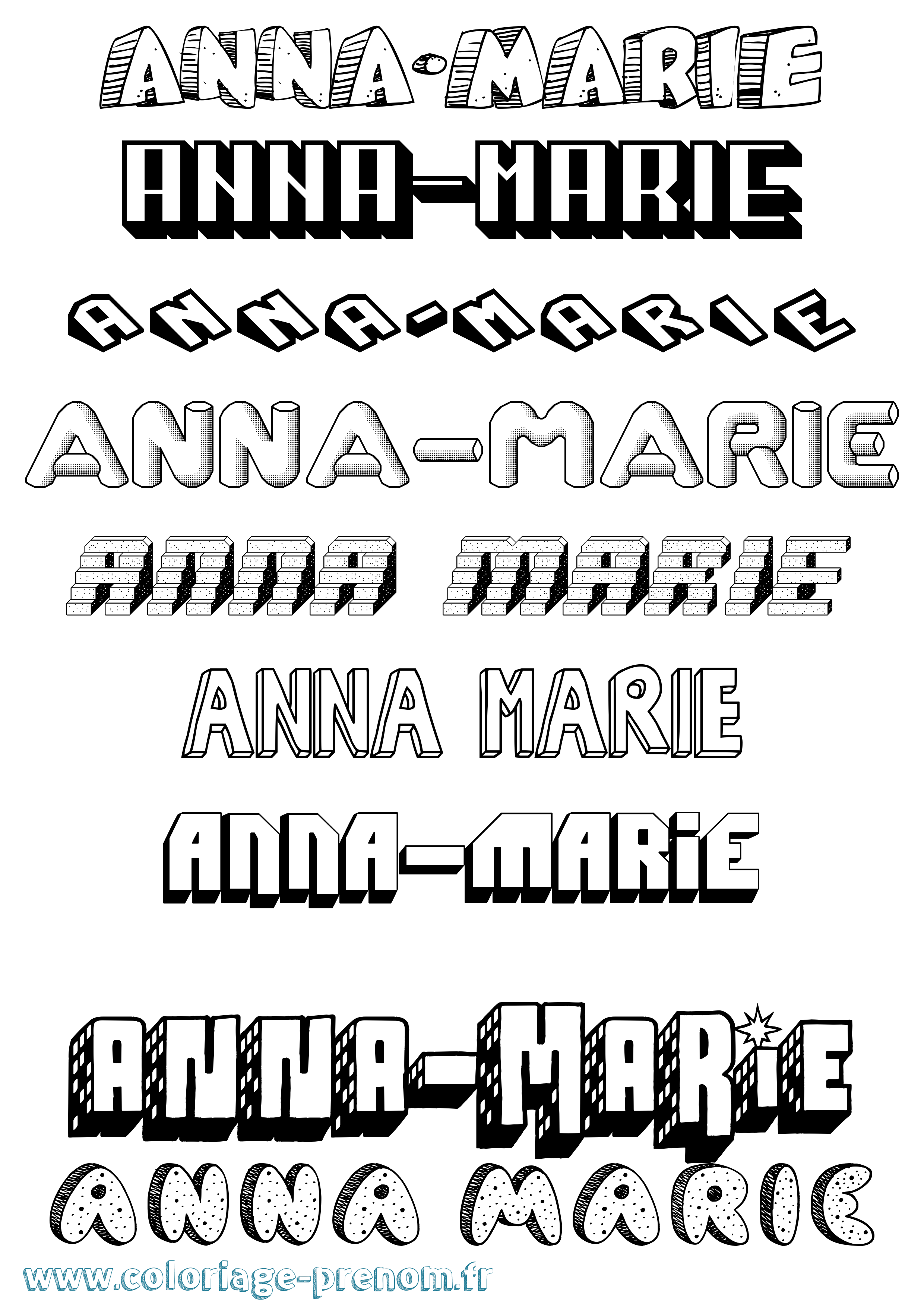 Coloriage Anna-Marie Effet 3D Coloriage prénom Anna-Marie Effet 3D