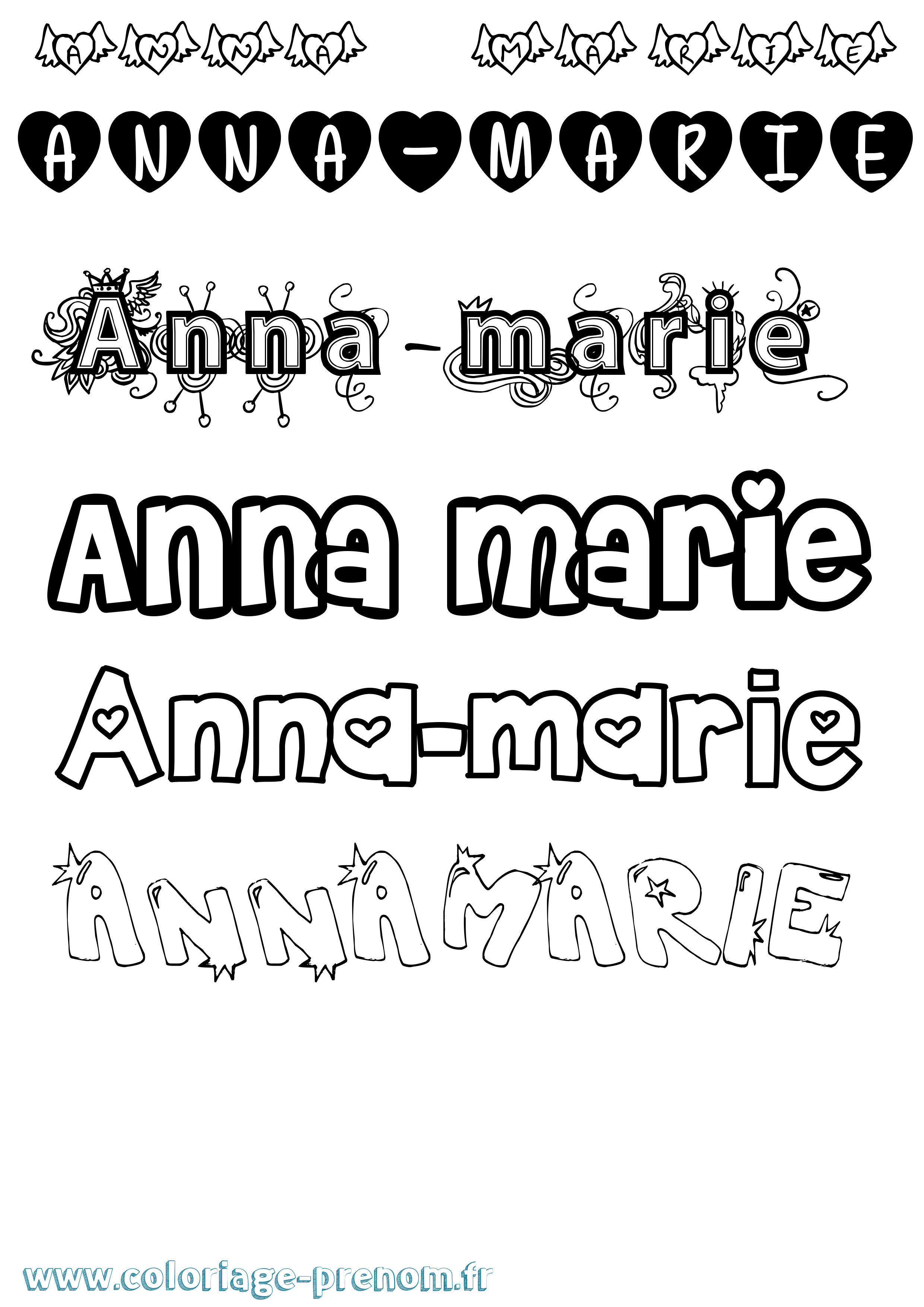 Coloriage Anna-Marie Girly Coloriage prénom Anna-Marie Girly
