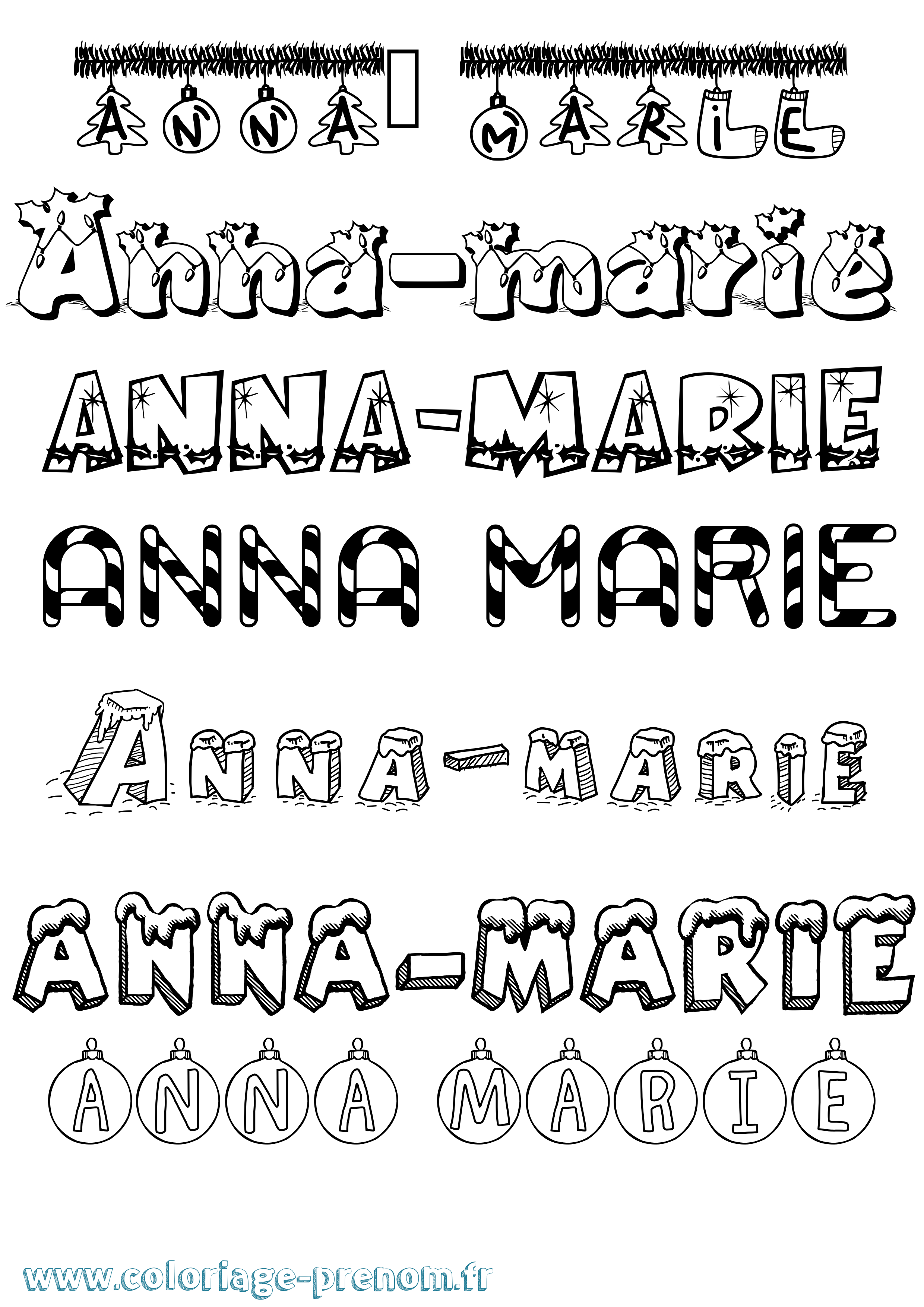 Coloriage Anna-Marie Noël Coloriage prénom Anna-Marie Noël