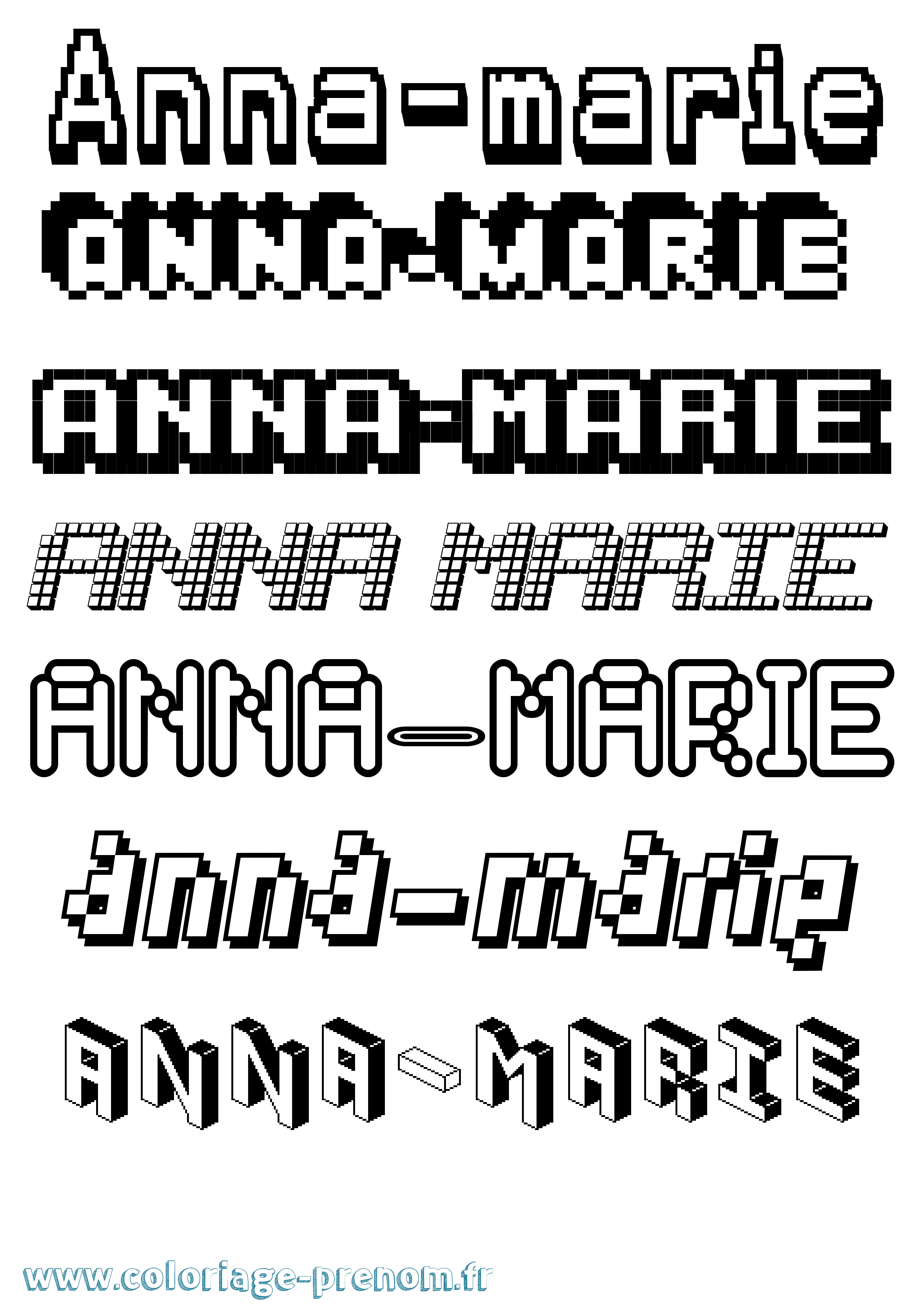 Coloriage Anna-Marie Pixel Coloriage prénom Anna-Marie Pixel