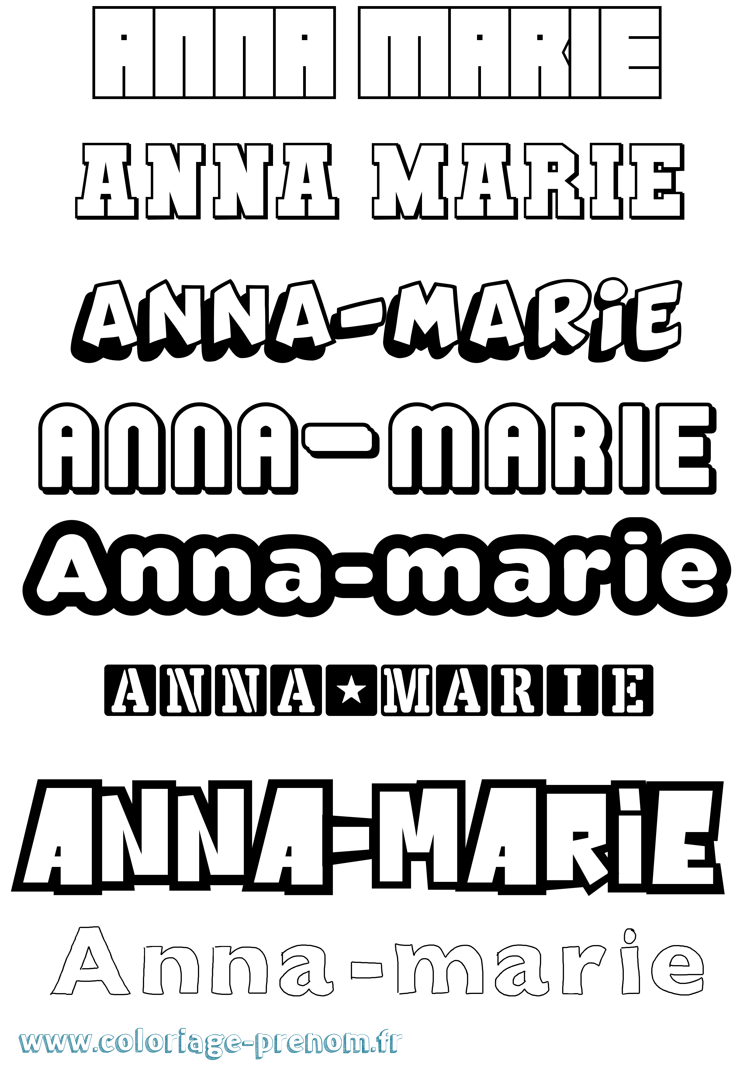 Coloriage Anna-Marie Simple Coloriage prénom Anna-Marie Simple