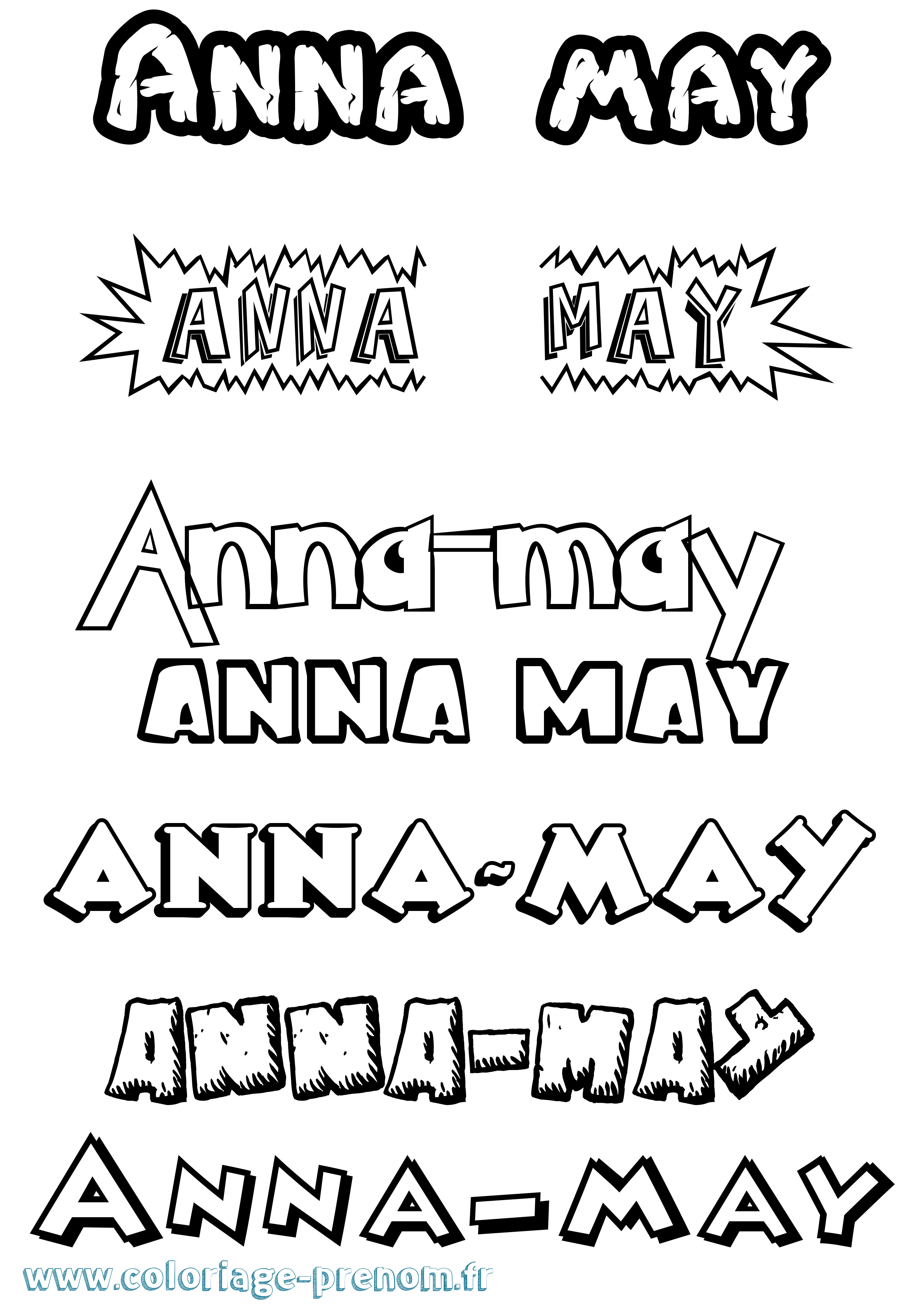 Coloriage Anna-May Dessin Animé Coloriage prénom Anna-May Dessin Animé