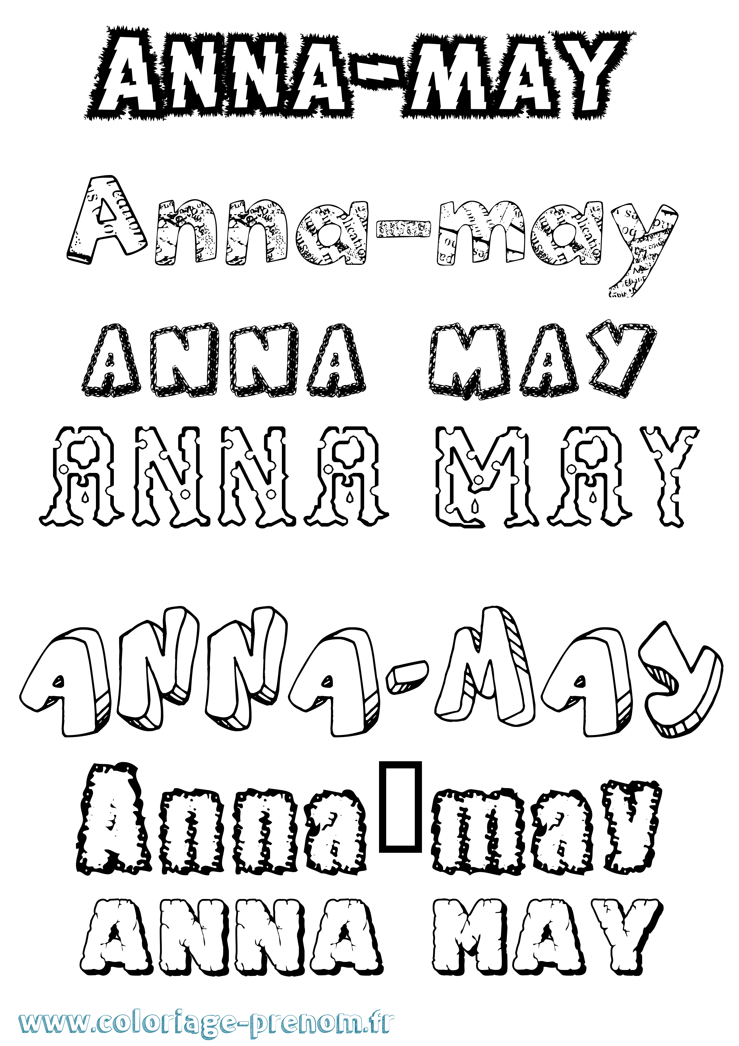 Coloriage Anna-May Destructuré Coloriage prénom Anna-May Destructuré