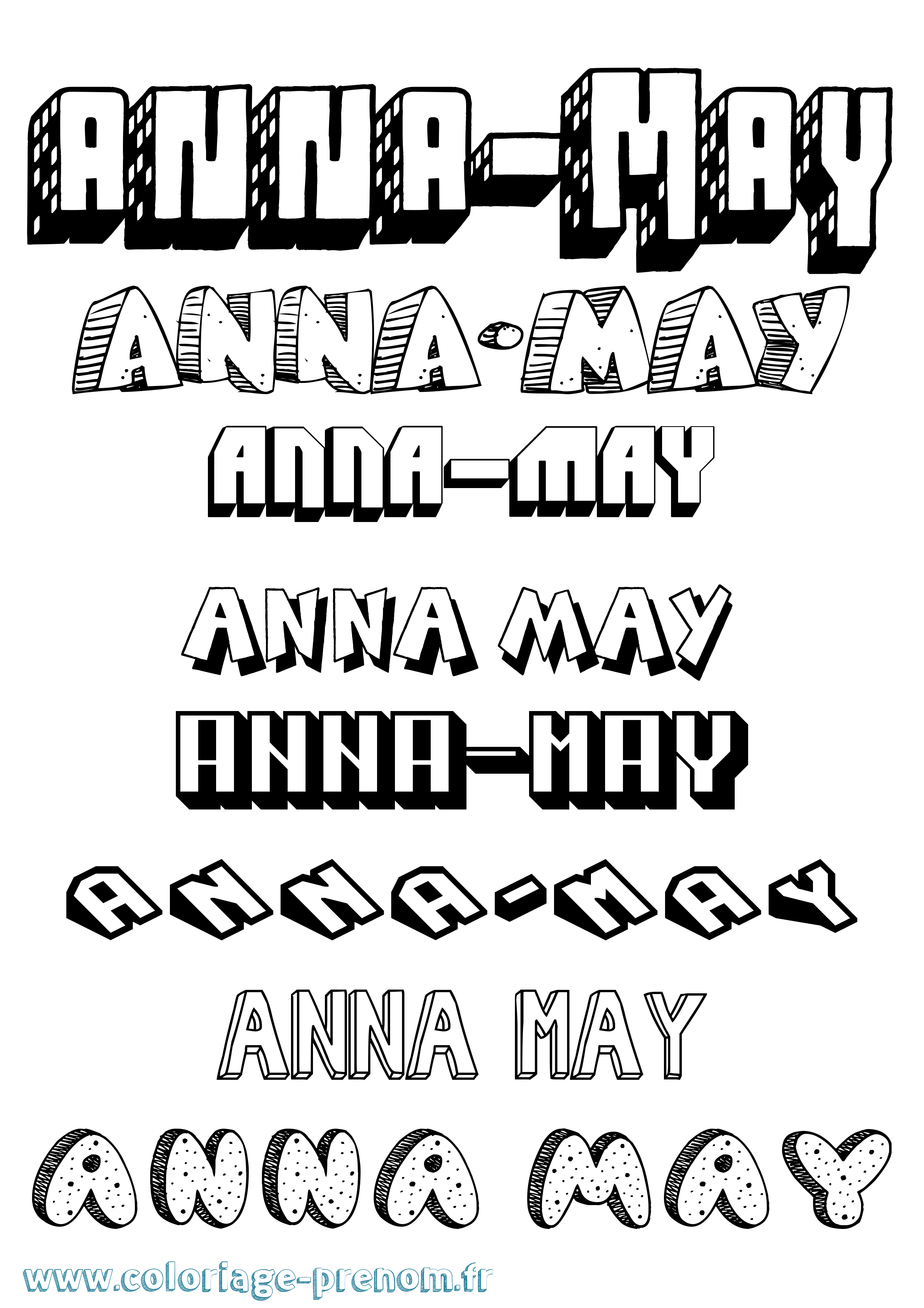 Coloriage Anna-May Effet 3D Coloriage prénom Anna-May Effet 3D