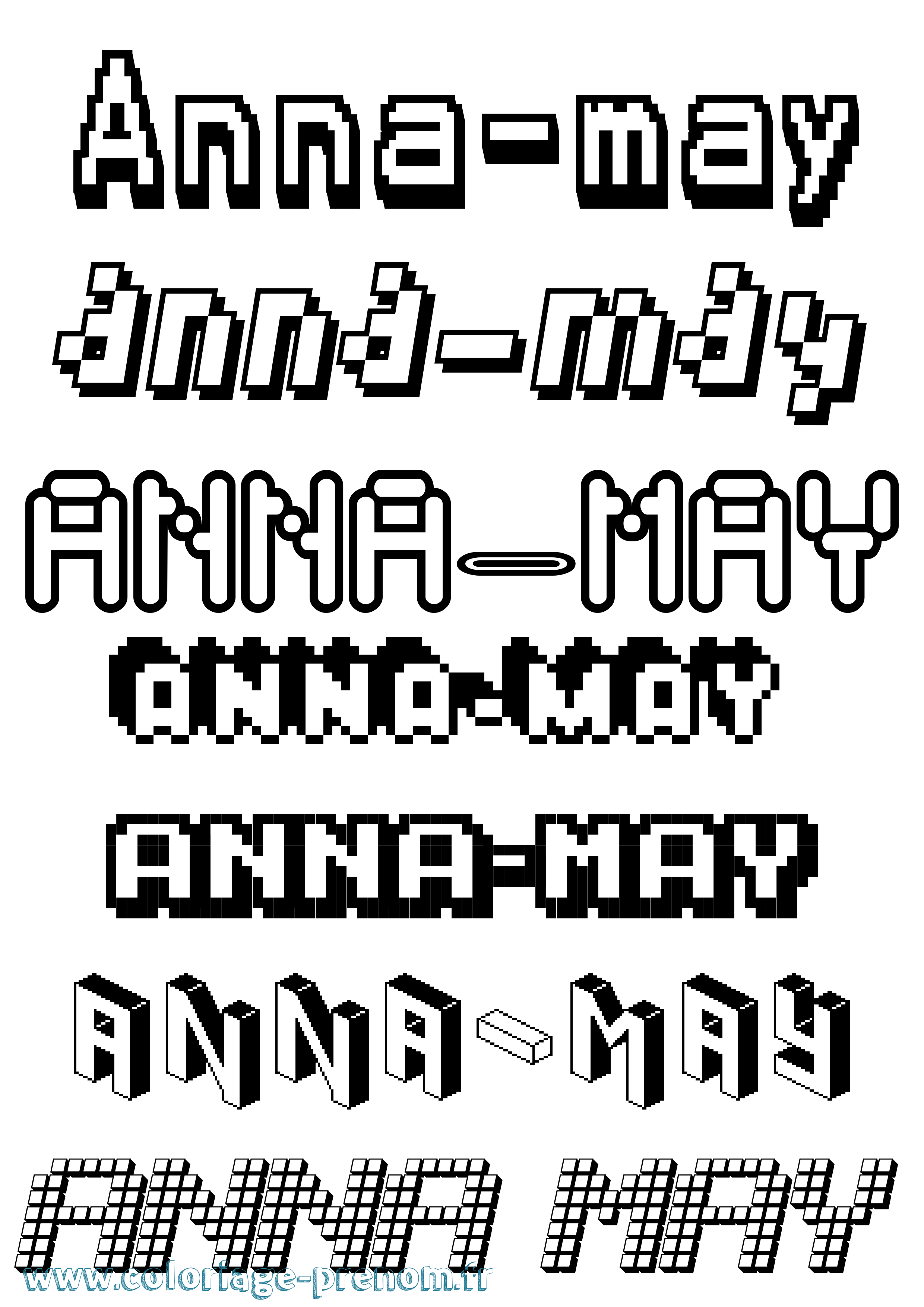 Coloriage Anna-May Pixel Coloriage prénom Anna-May Pixel